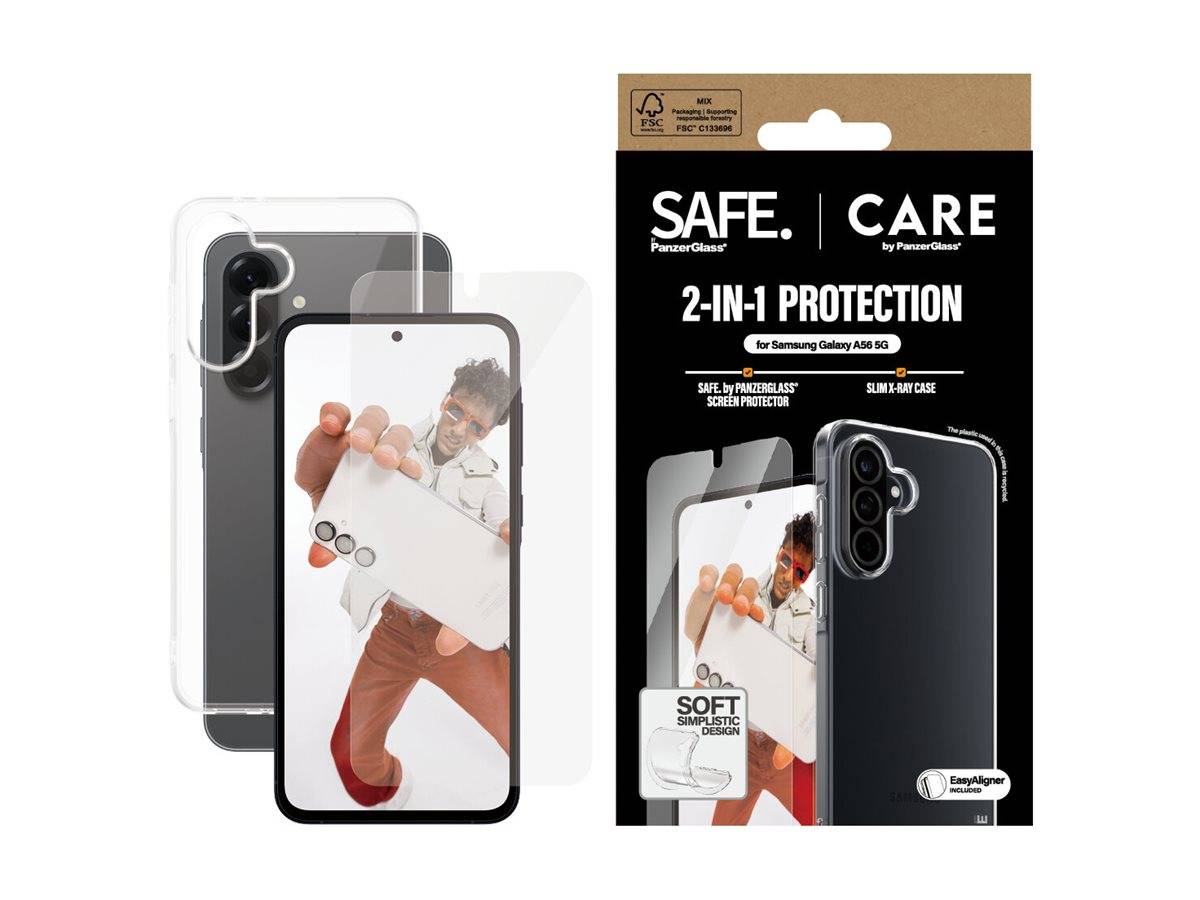2-in-1 Schutz für Samsung Galaxy A54 5G mit Handyhülle und Displayschutz, eine Person macht ein Selfie.