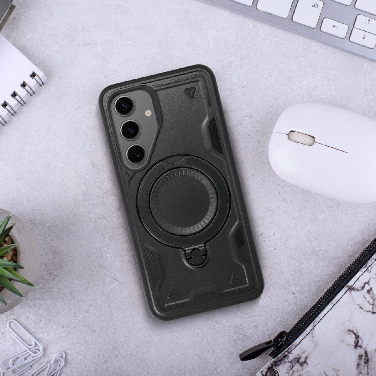 Bumper Verstärktes Handyhülle mit Ständer kompatibel mit Xiaomi 14C Schwarz