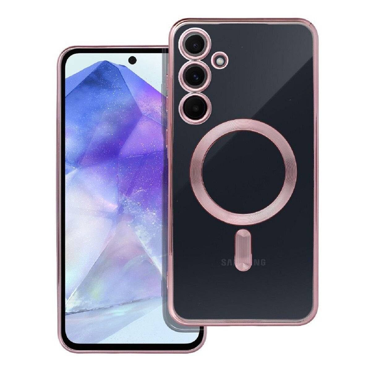 Handyhülle Bumper Schützhülle für Smartphones kompatibel mit Samsung Galaxy A55 5G Rosa