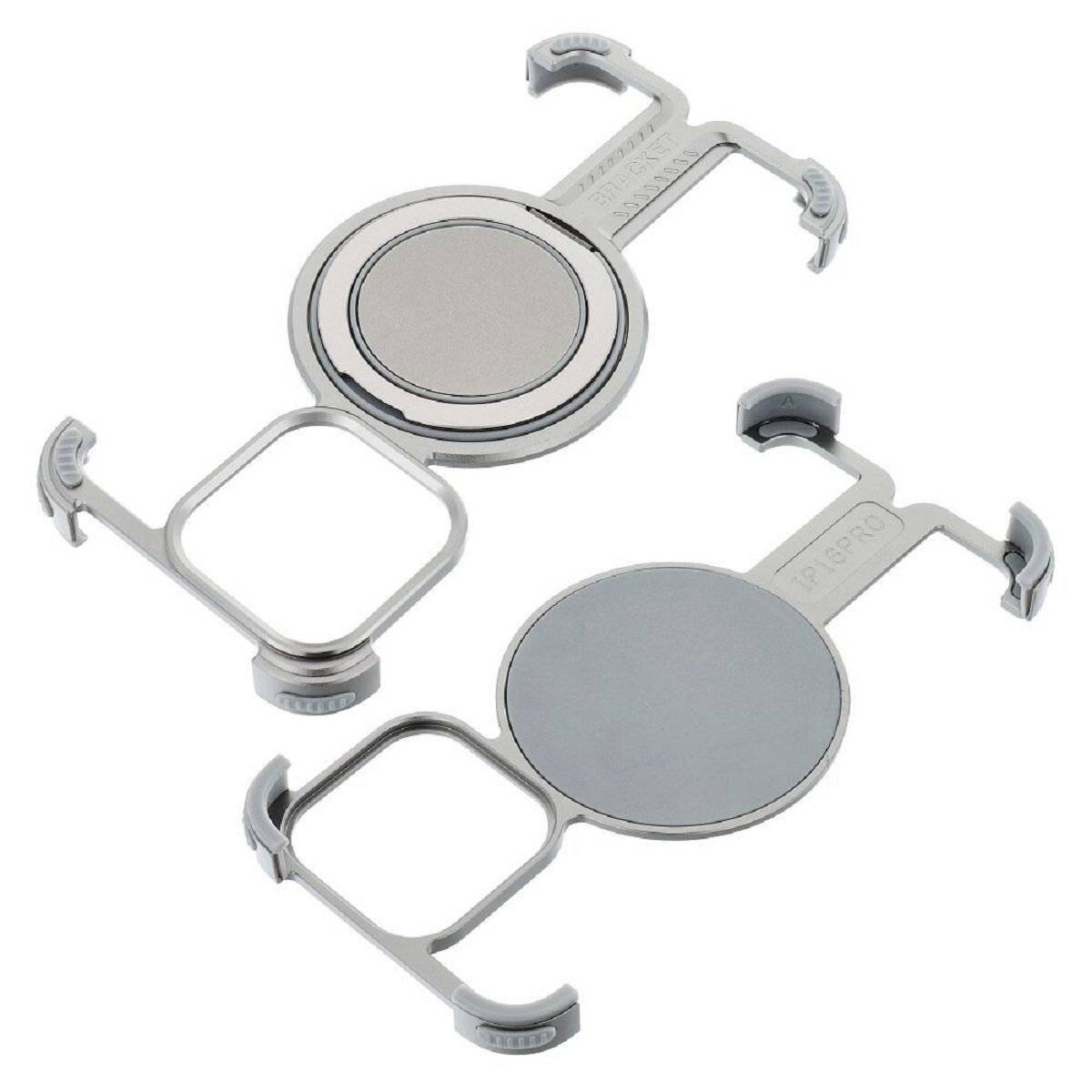 Bracket Case – Robuste Aluminium-Handyhülle mit integriertem Ringständer kompatibel mit iPhone 16 Silber