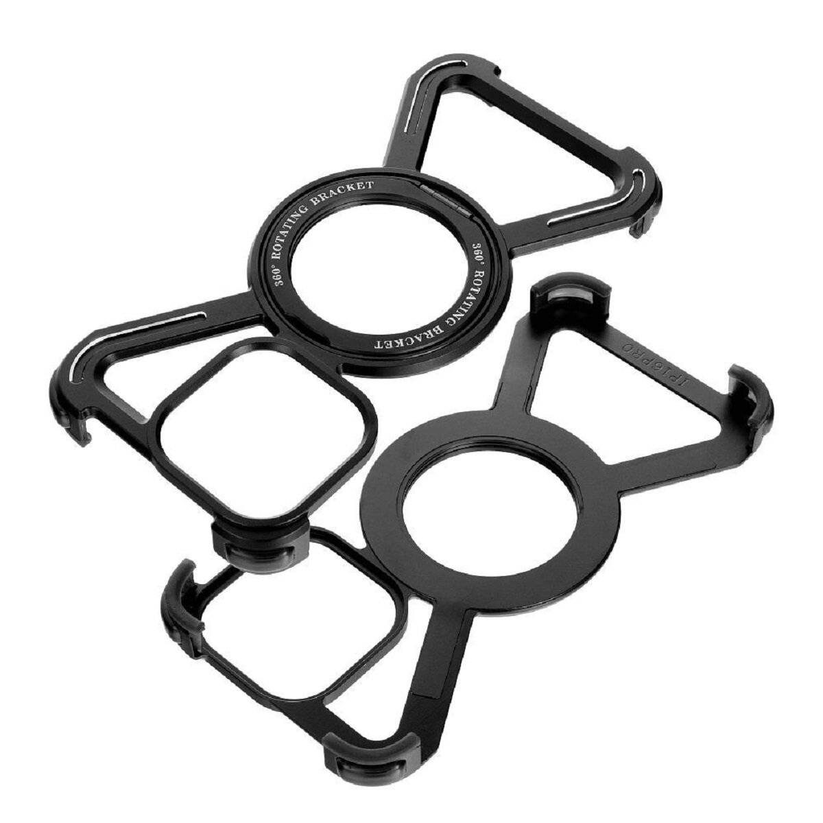 Aluminium Handyhülle Verstärkte Kanten und integrierter Ringständer kompatibel mit iPhone 15 Pro Schwarz
