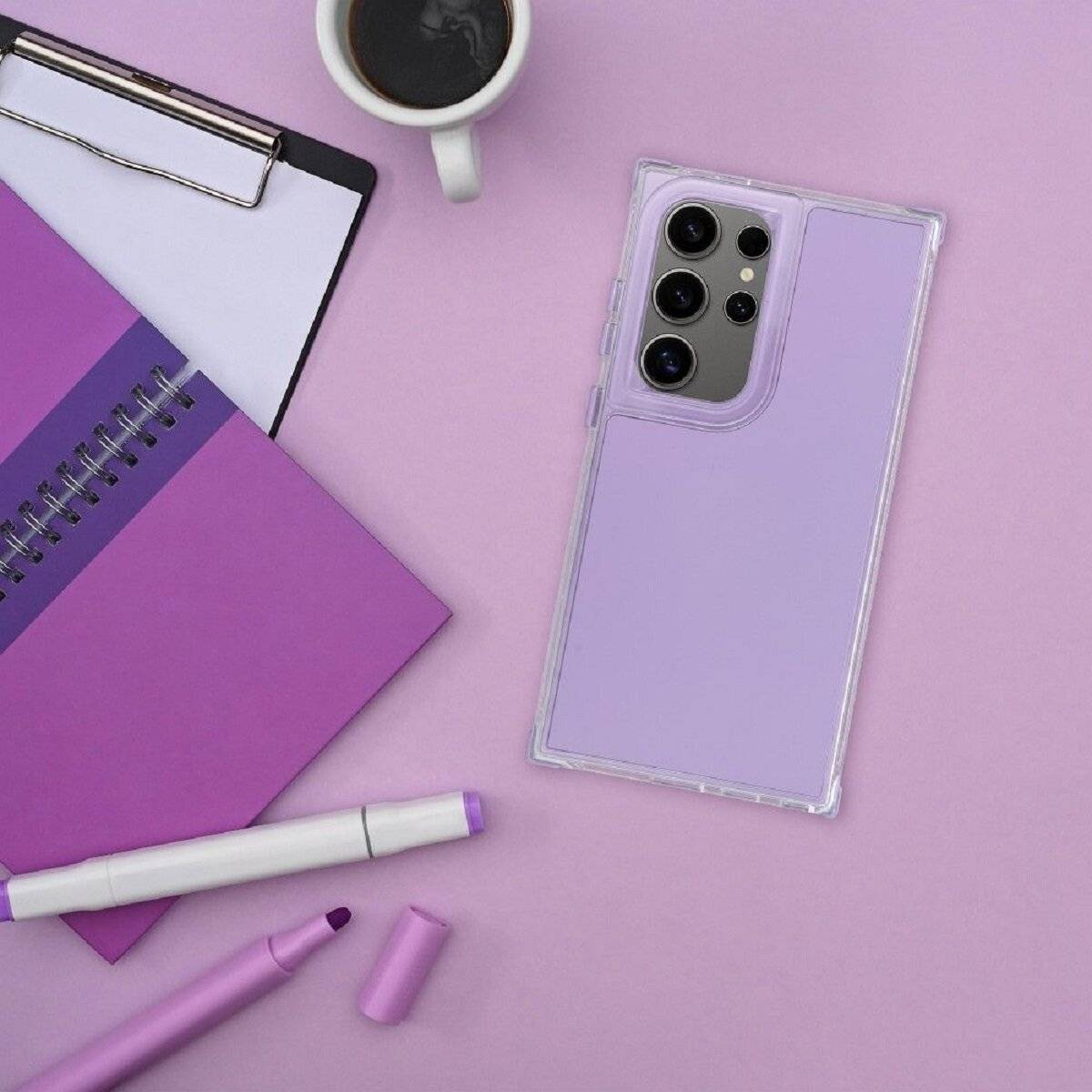 Stylische Bumper Handyhülle – Moderner Look und Robuster Schutz kompatibel mit Samsung Galaxy S25 Ultra Hellviolett