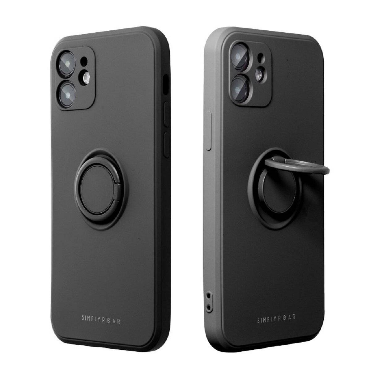 Roar Case Amber Schutzhülle Bumper Handyhülle mit Ringhalterung kompatibel mit Samsung Galaxy S25 Ultra Schwarz