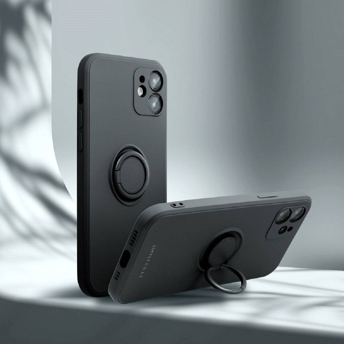 Roar Case Amber Schutzhülle Bumper Handyhülle mit Ringhalterung kompatibel mit Samsung Galaxy S25 Ultra Schwarz