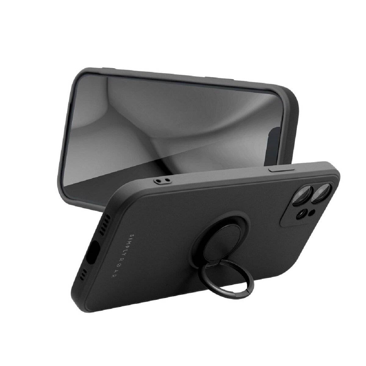 Roar Case Amber Schutzhülle Bumper Handyhülle mit Ringhalterung kompatibel mit Samsung Galaxy S25 Ultra Schwarz