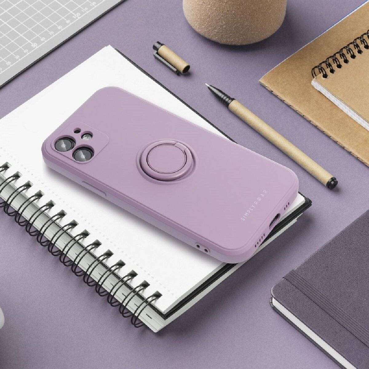 Roar Case Amber Schutzhülle Bumper Handyhülle mit Ringhalterung kompatibel mit Samsung Galaxy S25 Ultra Lila