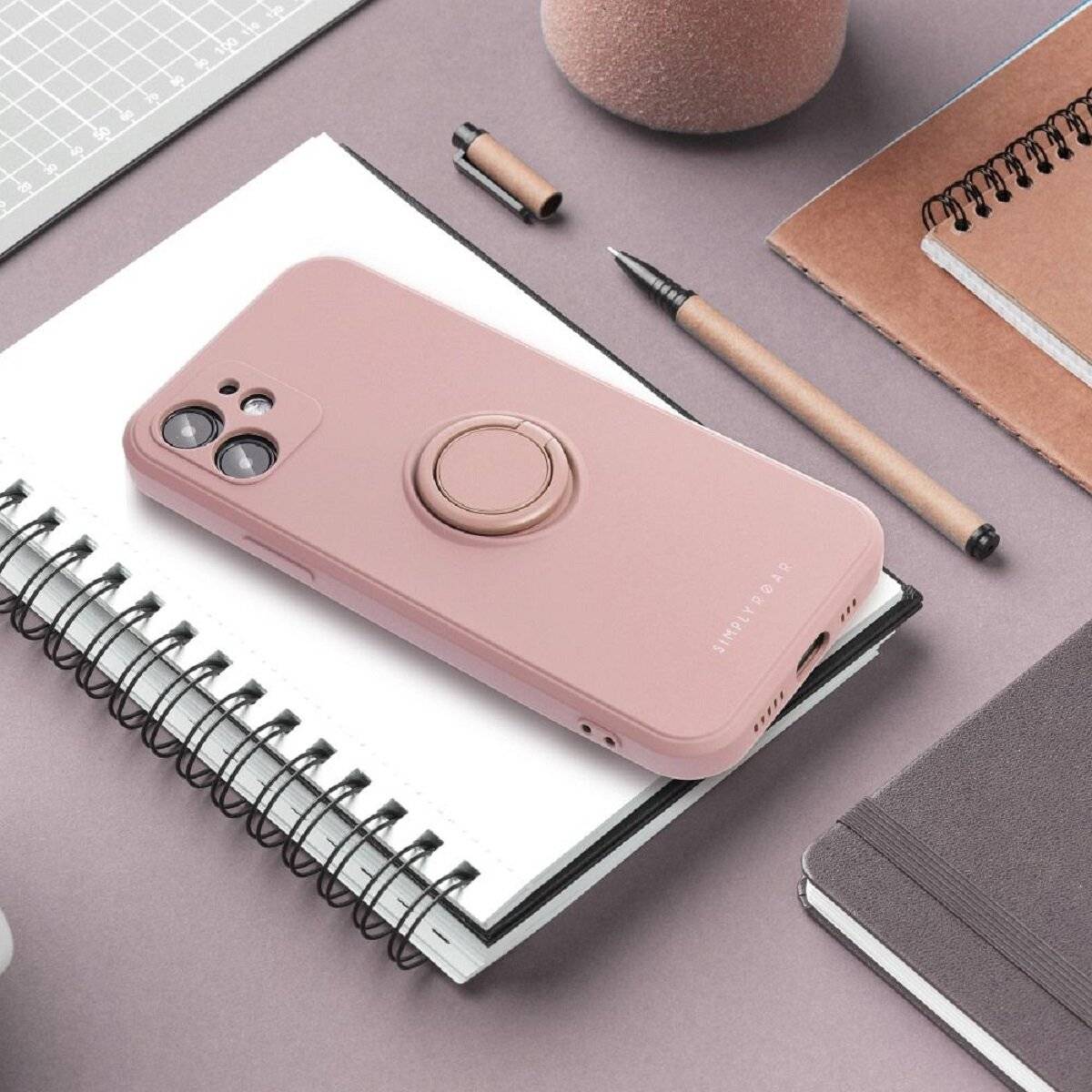 Roar Case Amber Schutzhülle Bumper Handyhülle mit Ringhalterung kompatibel mit Samsung Galaxy S25 Ultra Pink