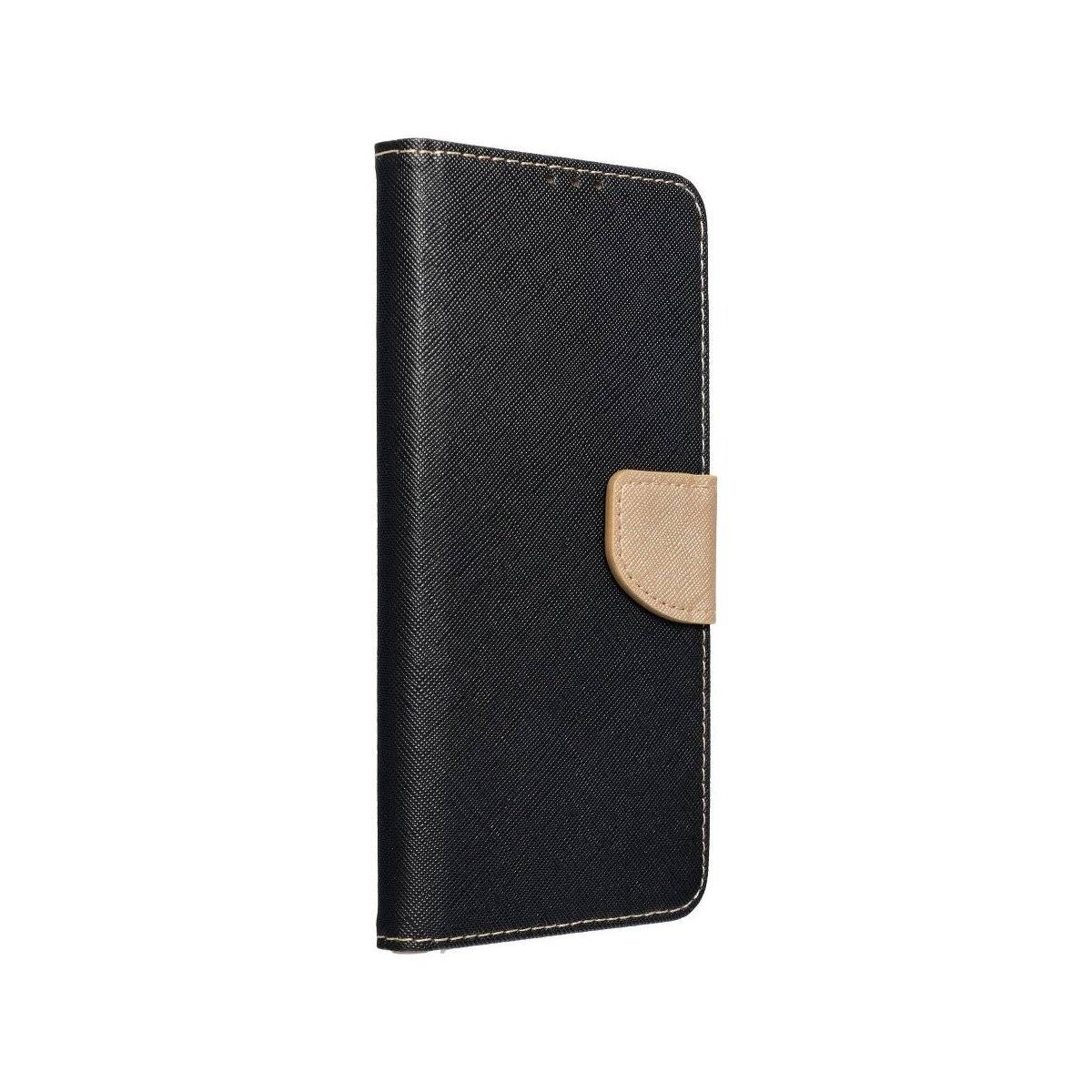 Buch Tasche "Fancy" kompatibel mit Xiaomi Redmi 14c Hülle mit Standfunktion, Kartenfach Schwarz-Gold