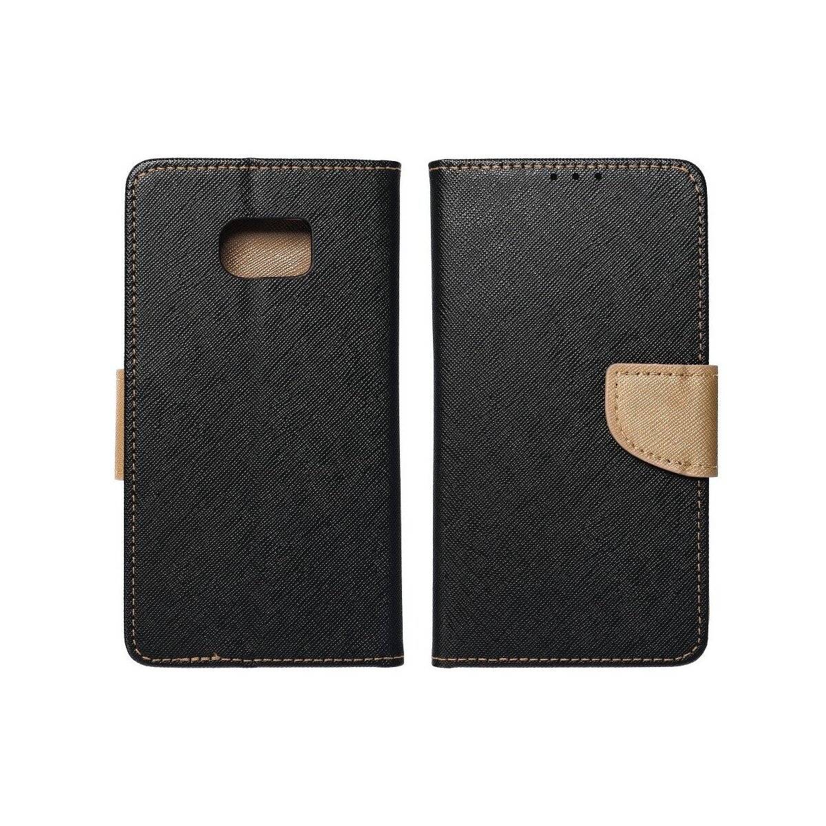 Buch Tasche "Fancy" kompatibel mit Xiaomi Redmi 14c Hülle mit Standfunktion, Kartenfach Schwarz-Gold
