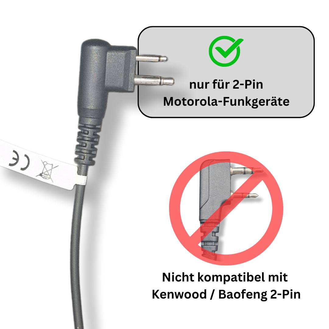 funkKRAFT SecureWave Core M – Security Headset mit Schallschlauch für Motorola 2-Pin Funkgeräte