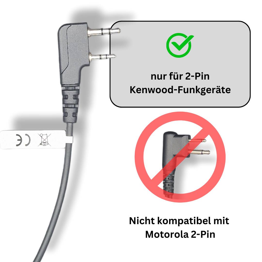 funkKRAFT SecureWave Core K – Security Headset mit Schallschlauch für Kenwood 2-Pin Funkgeräte