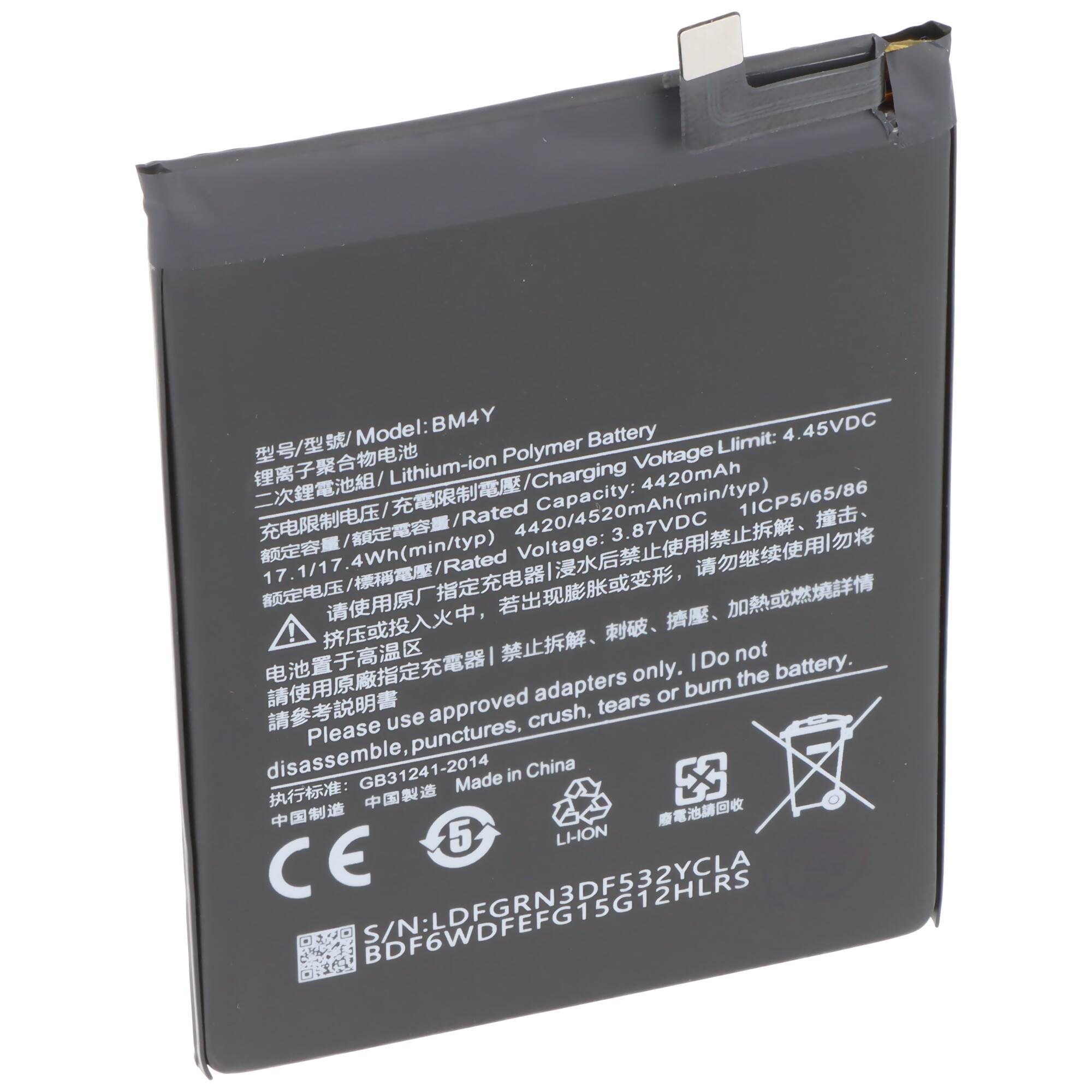 Akku passend für Xiaomi Redmi K40, Li-Polymer, 3,87V, 4520mAh, 17,5Wh, ohne Werkzeug