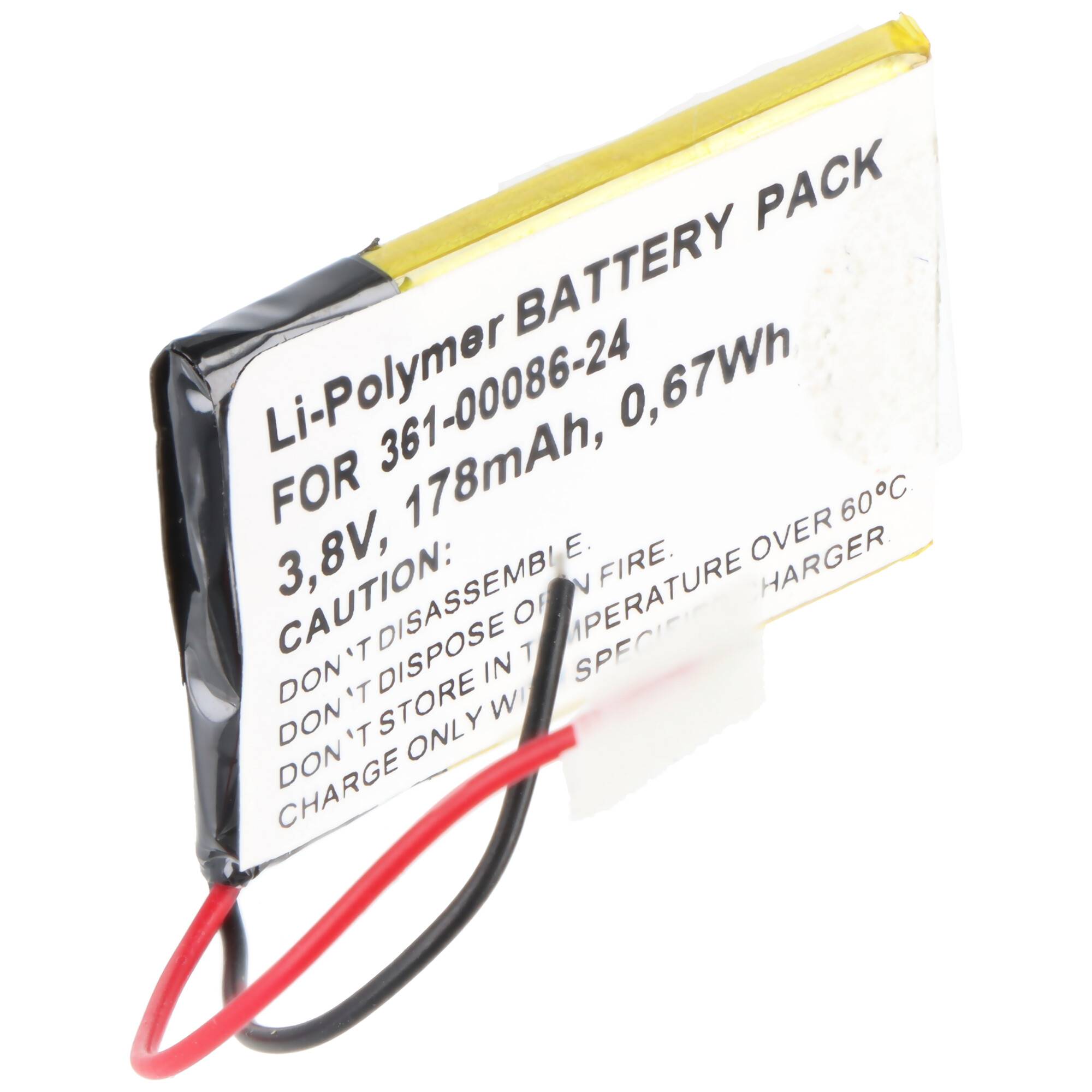 Akku passend für Garmin Instinct Solar GPS, Li-Polymer, 3,8V, 178mAh, 0,67Wh, ohne Werkzeug