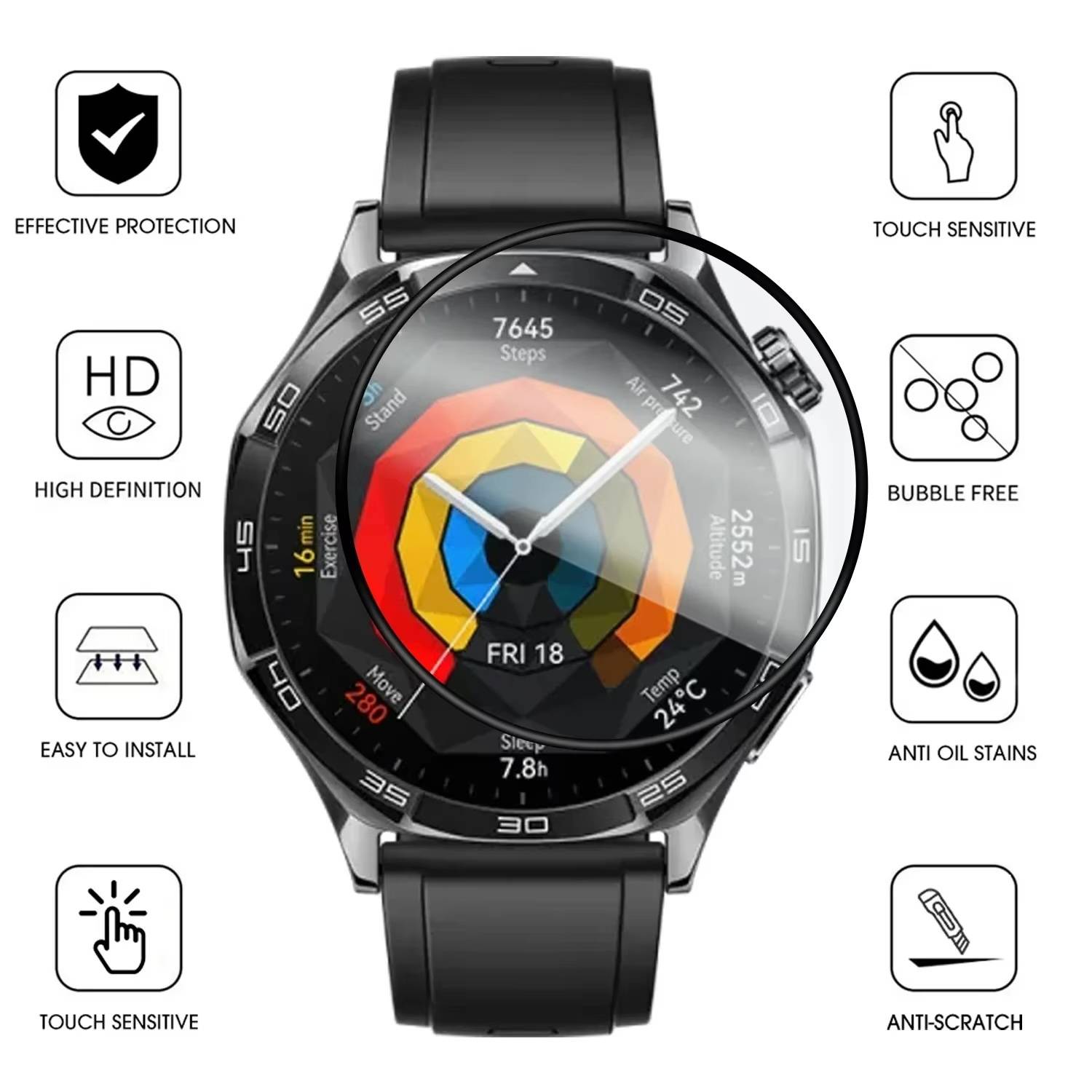 Für Huawei Watch GT 5 41mm Plexiglas HD Display Full Schutz Folie Transparent