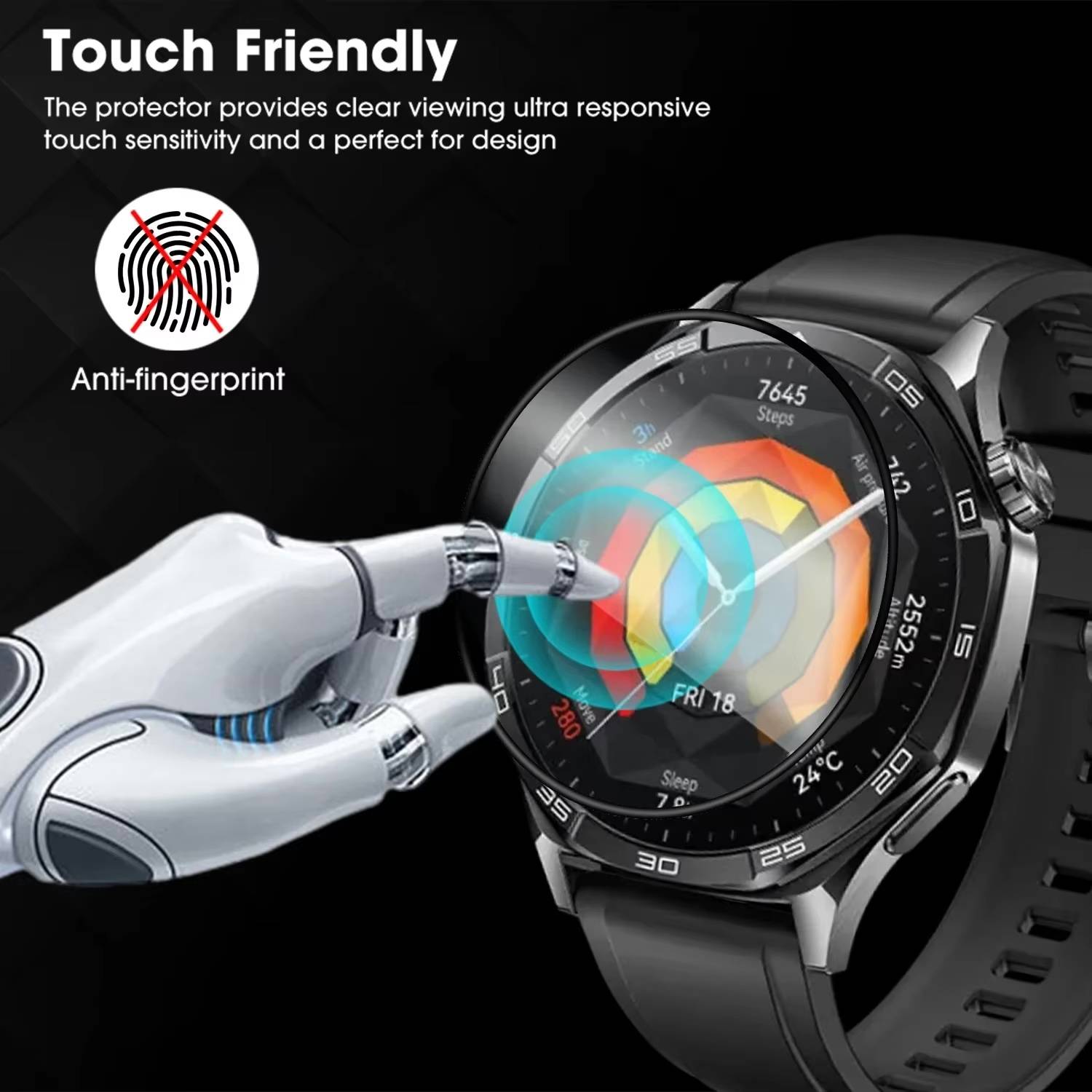 Für Huawei Watch GT 5 Pro 46mm Plexiglas Display Full Schutz Folie Transparent