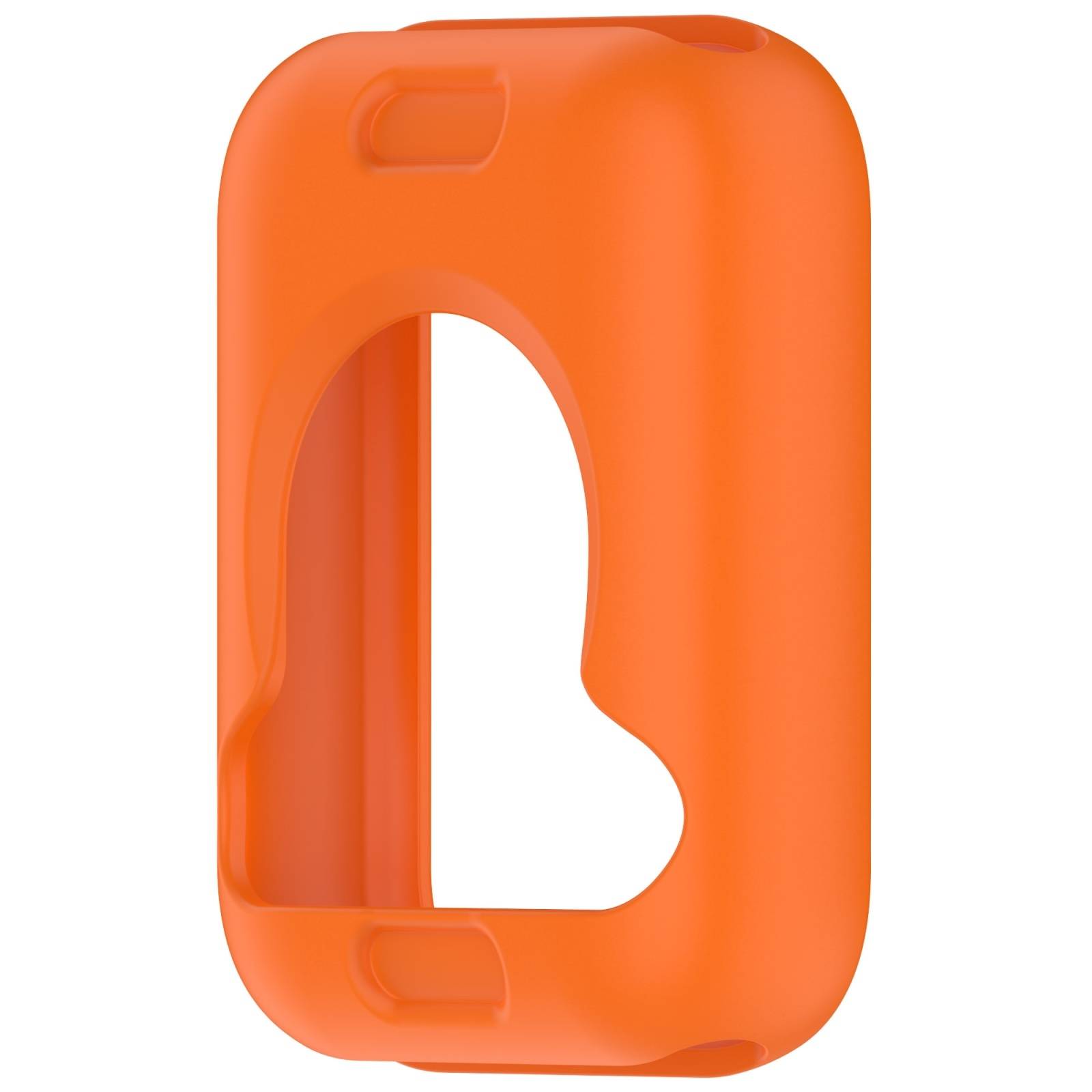 Orange Schutzsilikonegehäuse oder Abdeckung, Vorderansicht gezeigt mit großer Ausschnittöffnung in der Mitte.