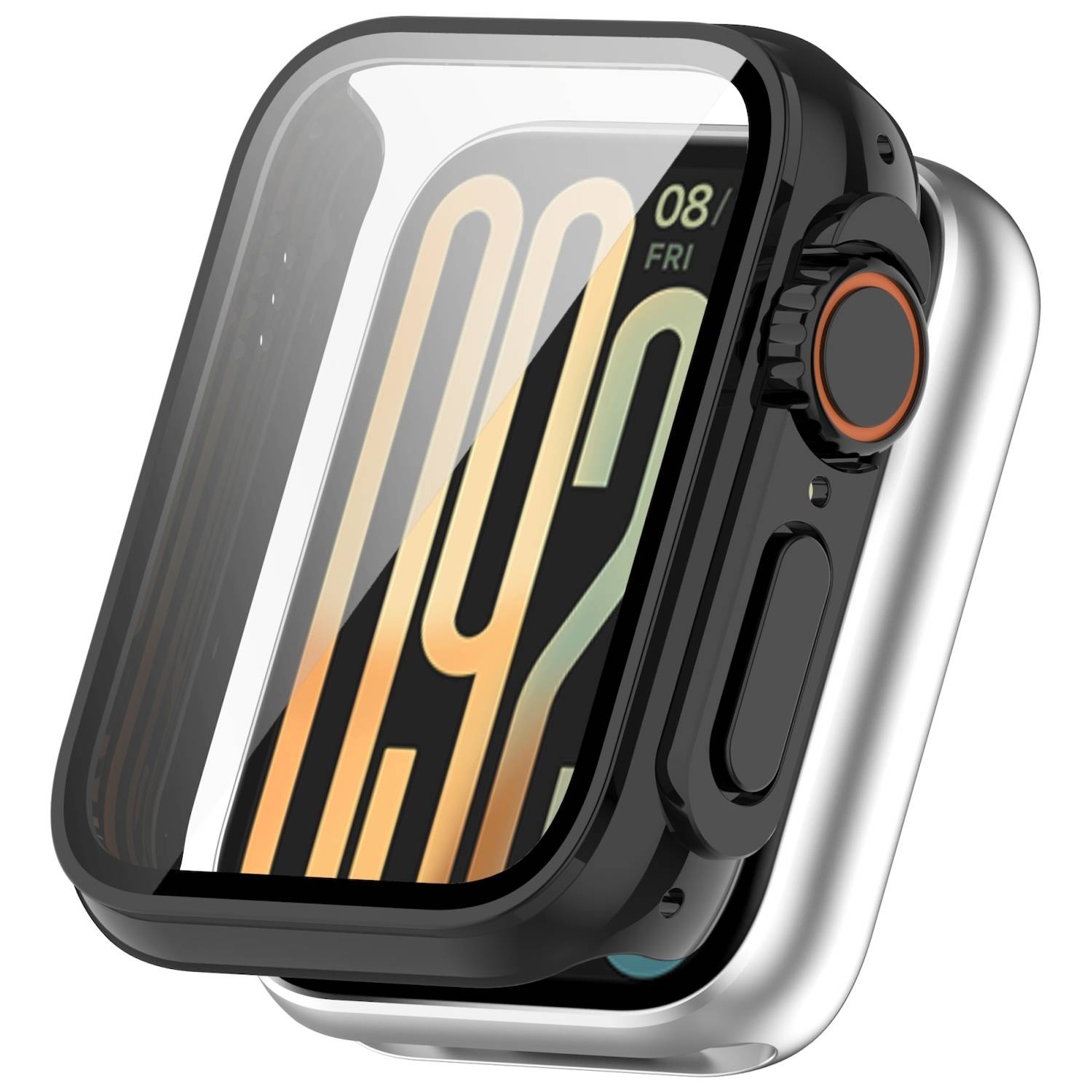 Für Xiaomi Smart Band 9 Pro Kunststoff PC Smart Hülle + Tempered H9 Hart Glas Schwarz