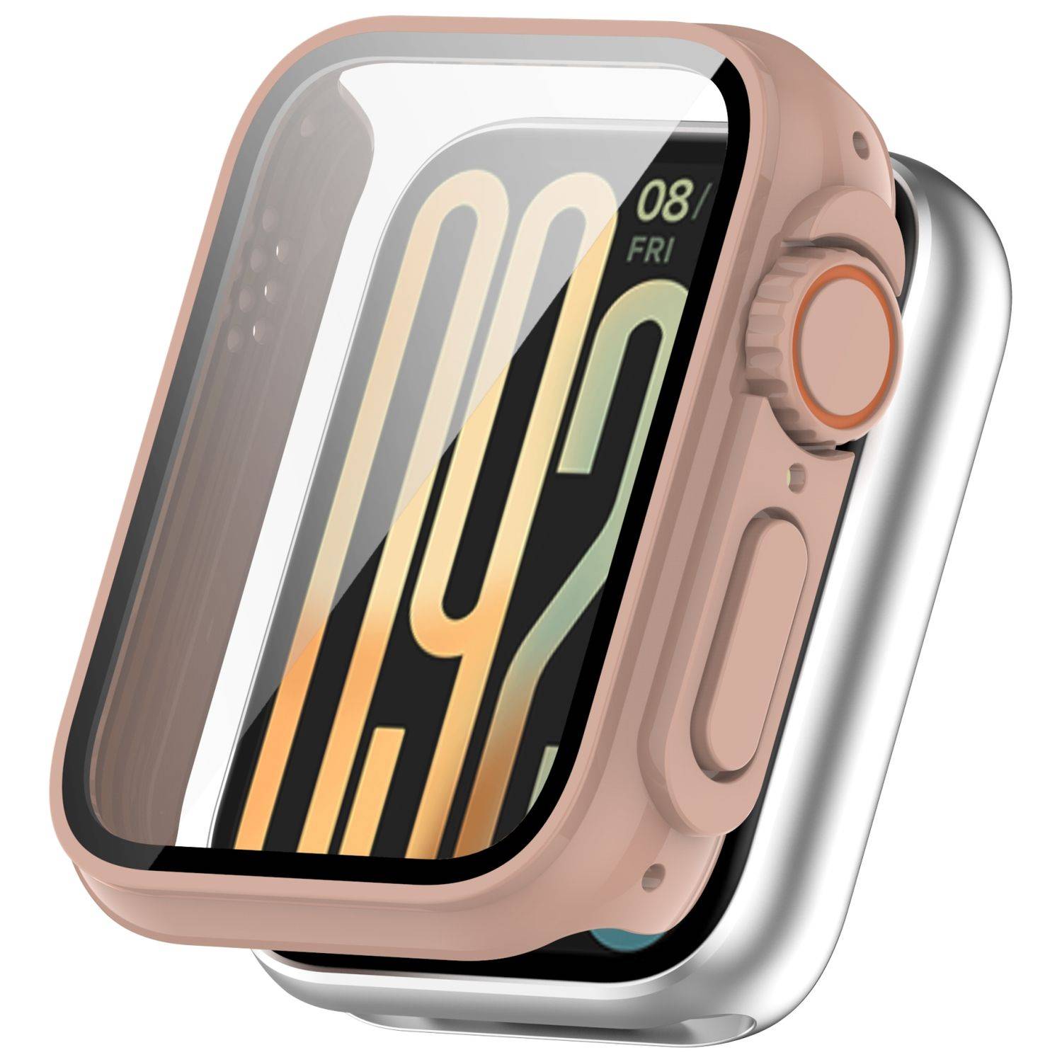 Für Xiaomi Smart Band 9 Pro Kunststoff PC Smart Hülle + Tempered H9 Hart Glas Rosa