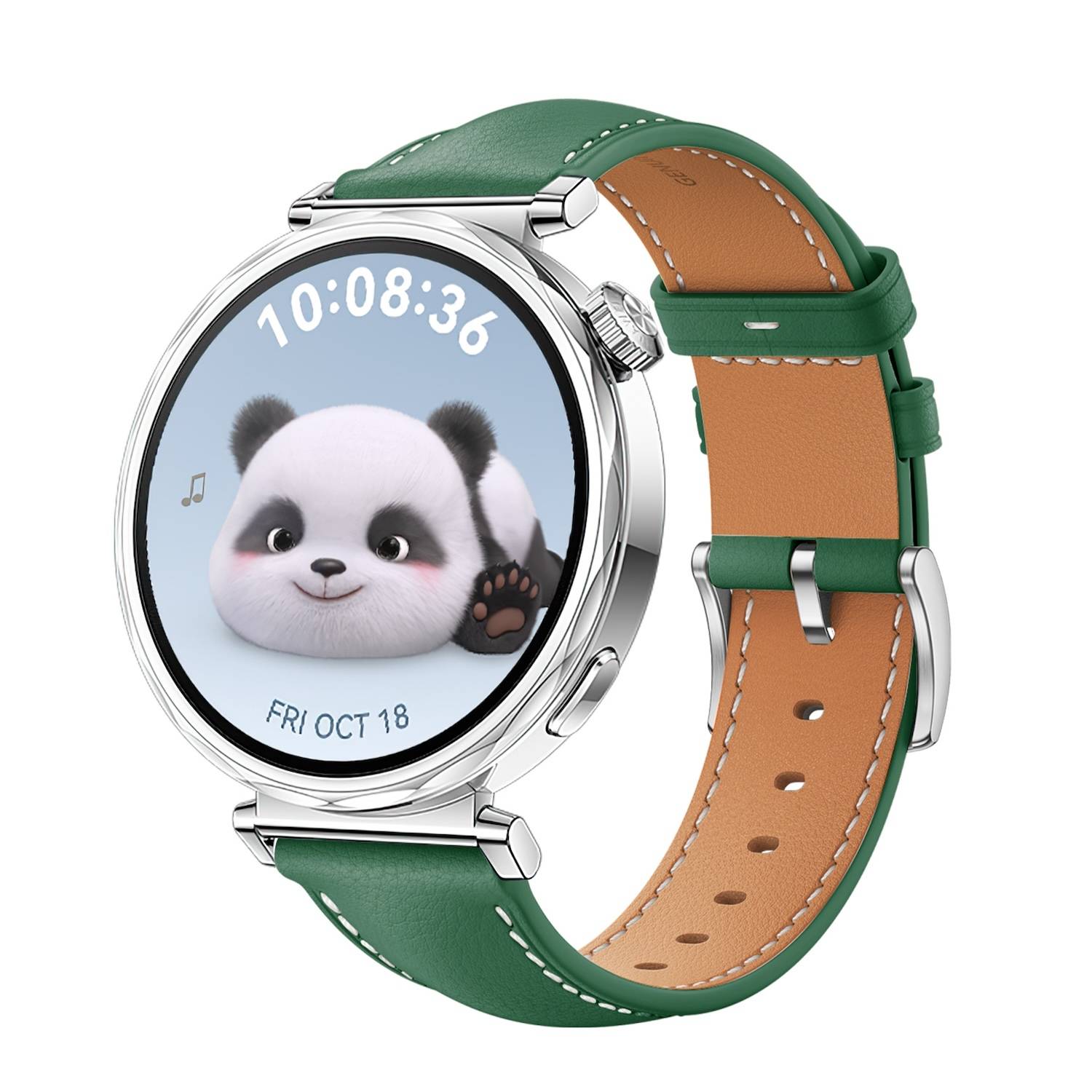 Für Huawei Watch GT 5 41mm Damen Leder Ersatz Armband mit silberner Schnalle Grün