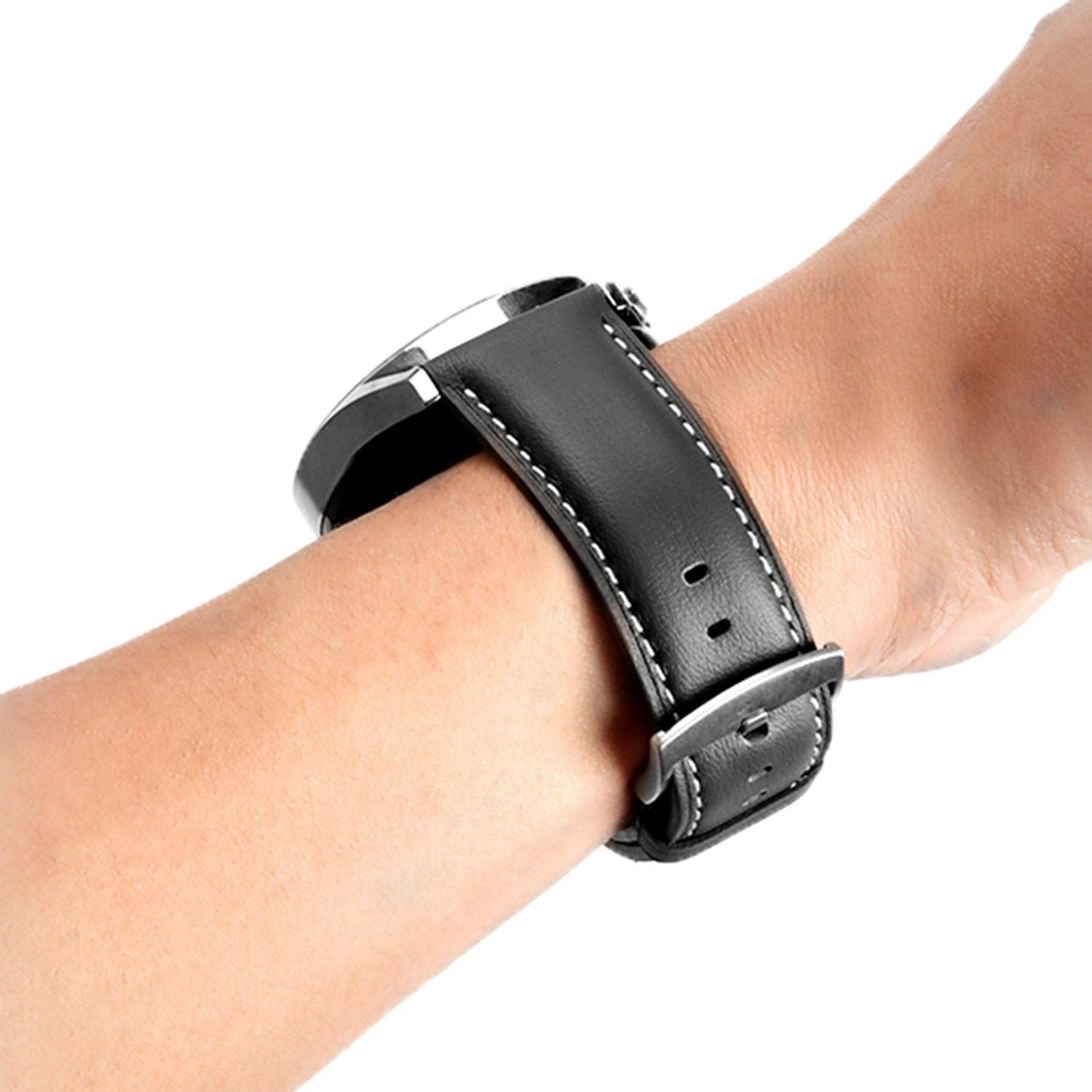 Für Huawei Watch GT 5 Pro 46mm Leder Ersatz Armband mit silberner Schnalle Braun