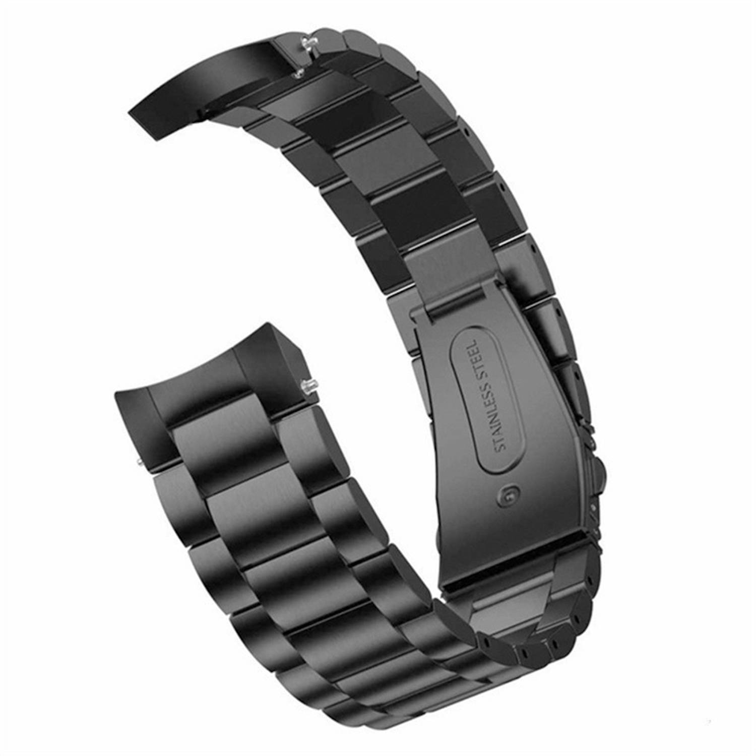 Für Huawei Watch GT 5 46mm Three Bead Edelstahl Ersatz Smart Arm Band Schwarz