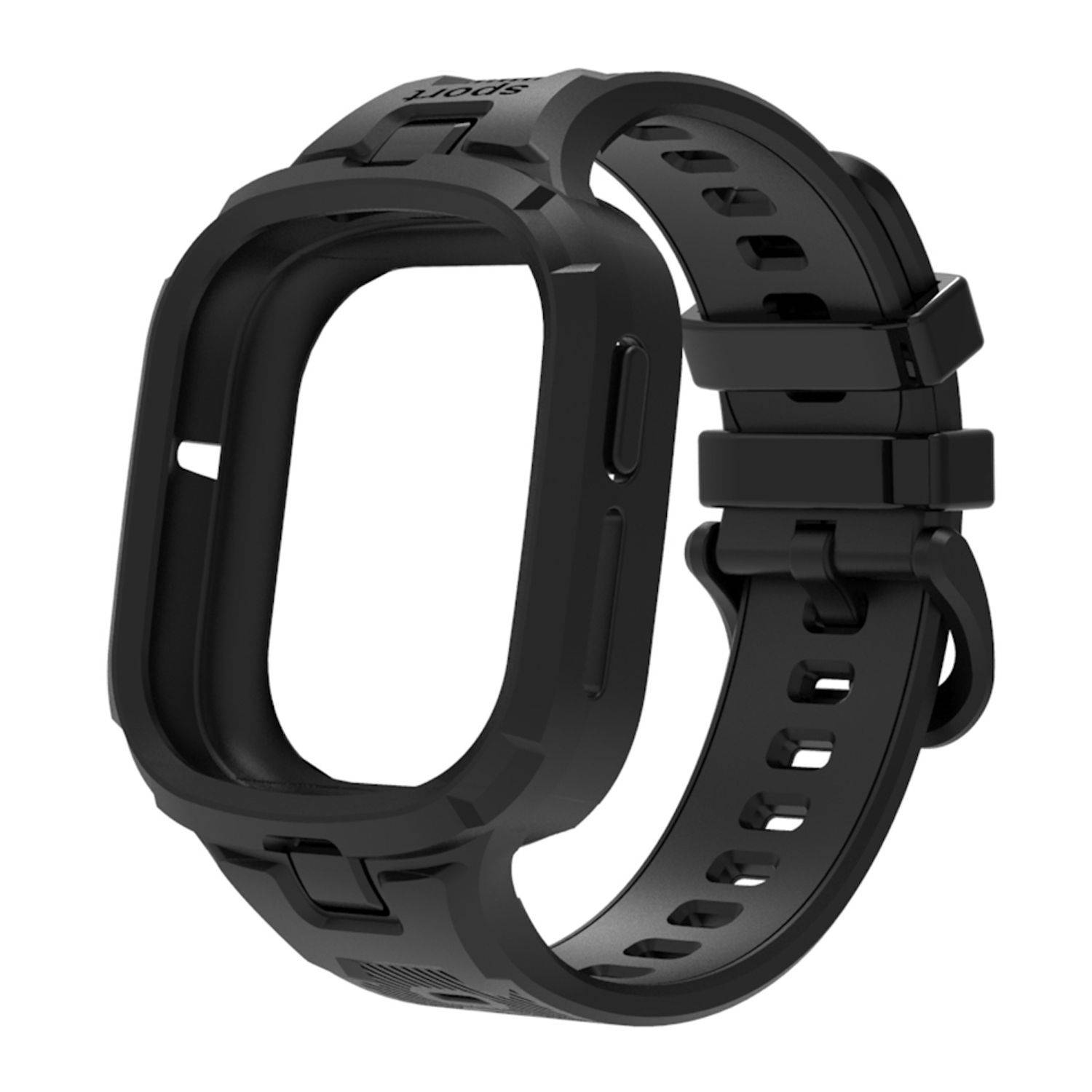 Für Honor Watch 4 TPU Armband mit integriertem Gehäuse Ersatz Armband Schwarz