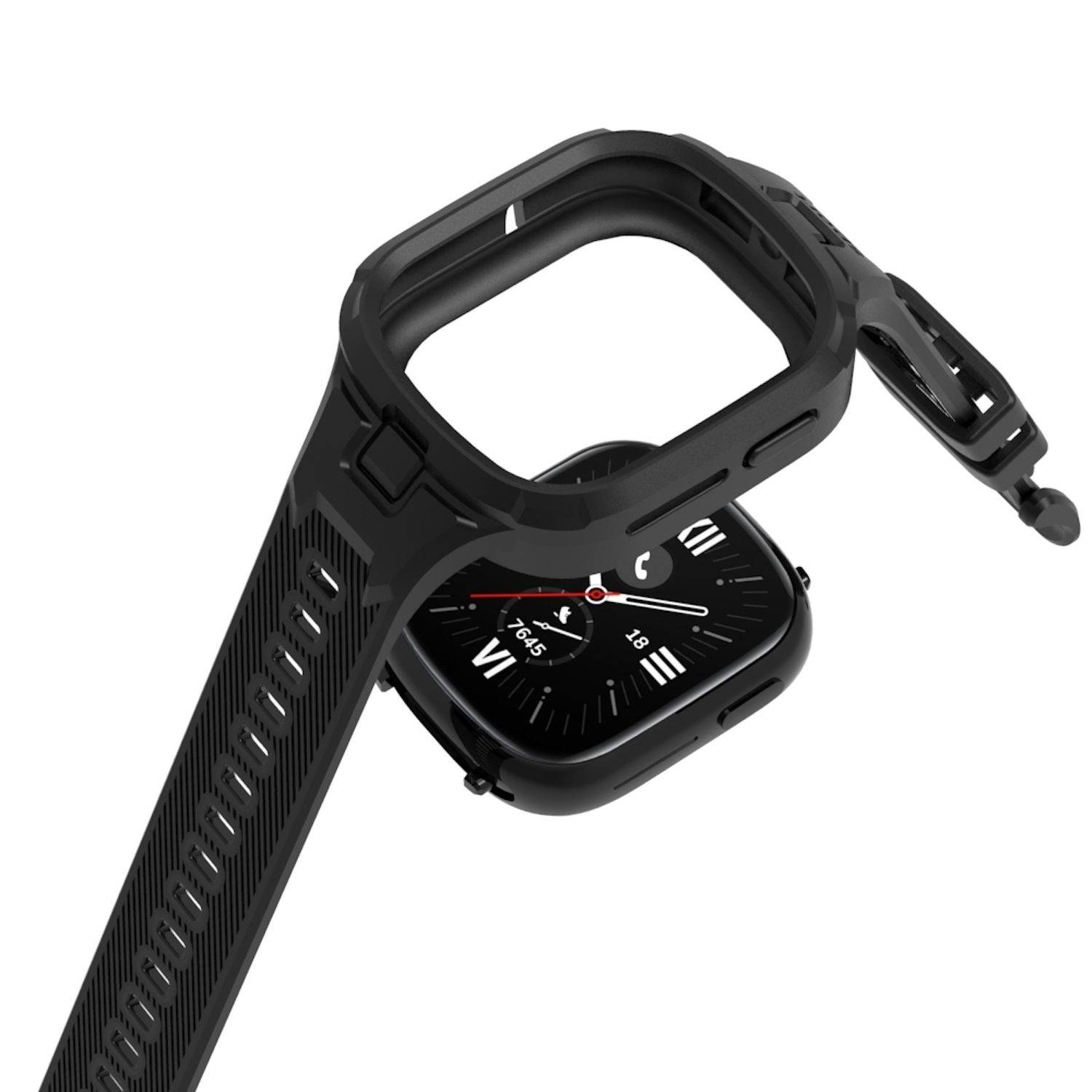 Für Honor Watch 4 TPU Armband mit integriertem Gehäuse Ersatz Armband Schwarz