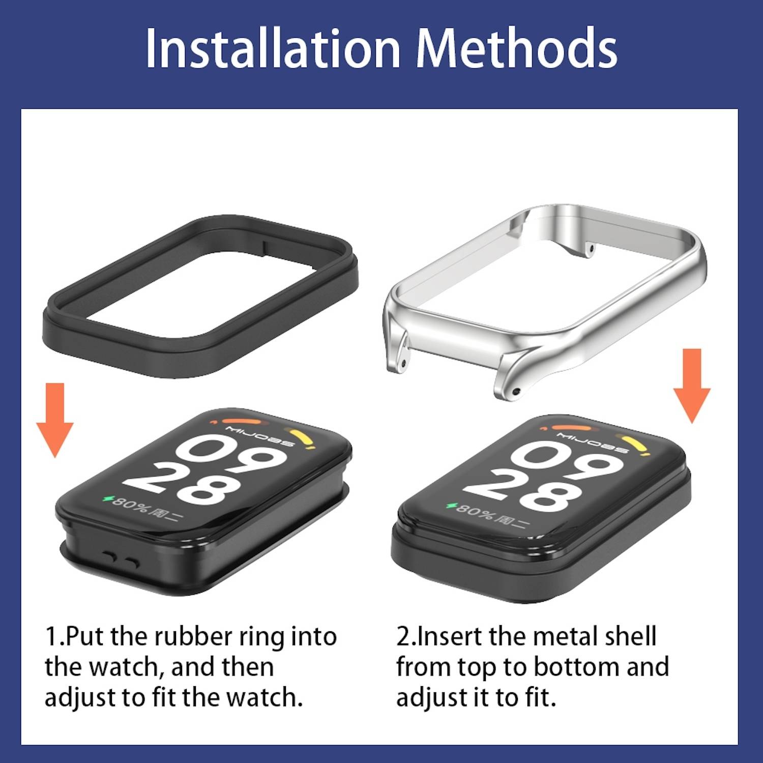 Für Xiaomi Smart Band 9 Active / Redmi Band 3 Nylon Arm Band mit Metallrahmen