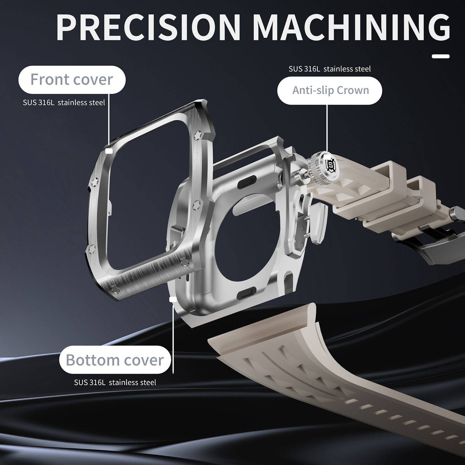 Für Apple Watch Series 10 46mm Hochwertiges Silikon Arm Band mit Metall Gehäuse