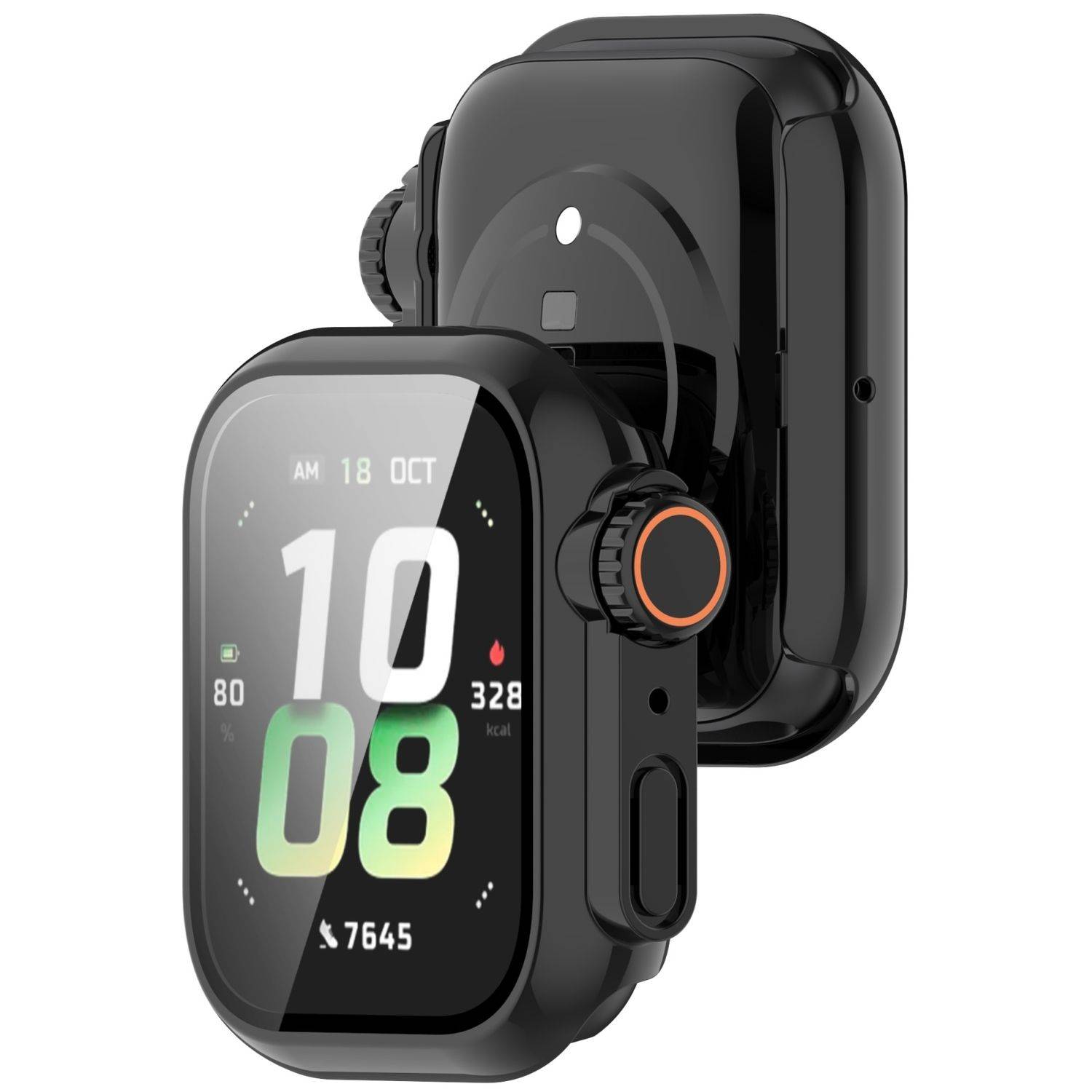 Für Honor Watch 5 Kunststoff PC Smart Hülle Case + Tempered H9 Hart Glas Schwarz