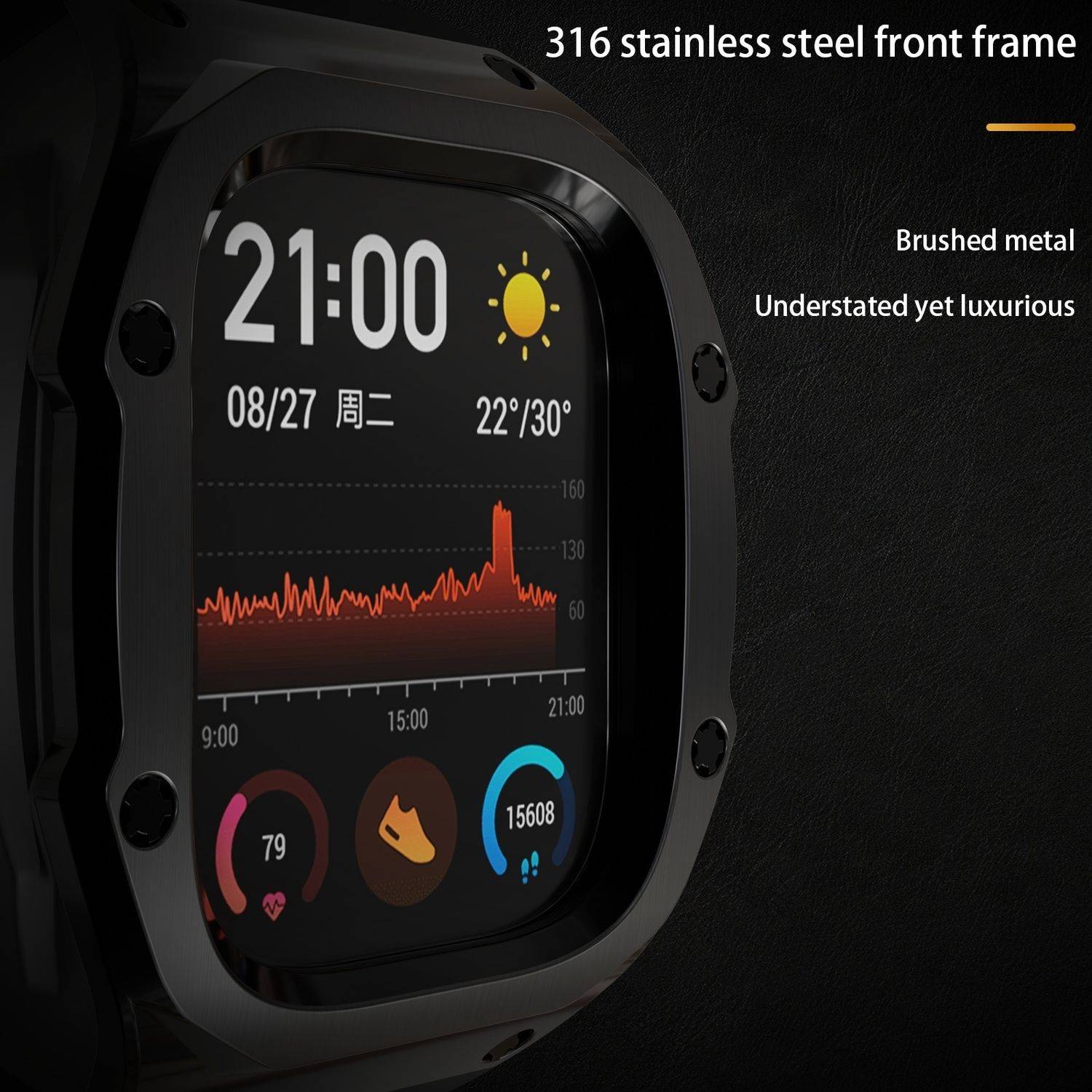 Für Apple Watch Ultra 2 / 1 49mm Hochwertiges Silikon Arm Band Metall Gehäuse