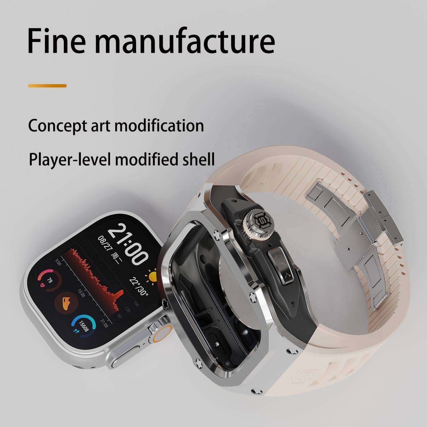 Für Apple Watch Ultra 2 / 1 49mm Hochwertiges Silikon Arm Band Metall Gehäuse