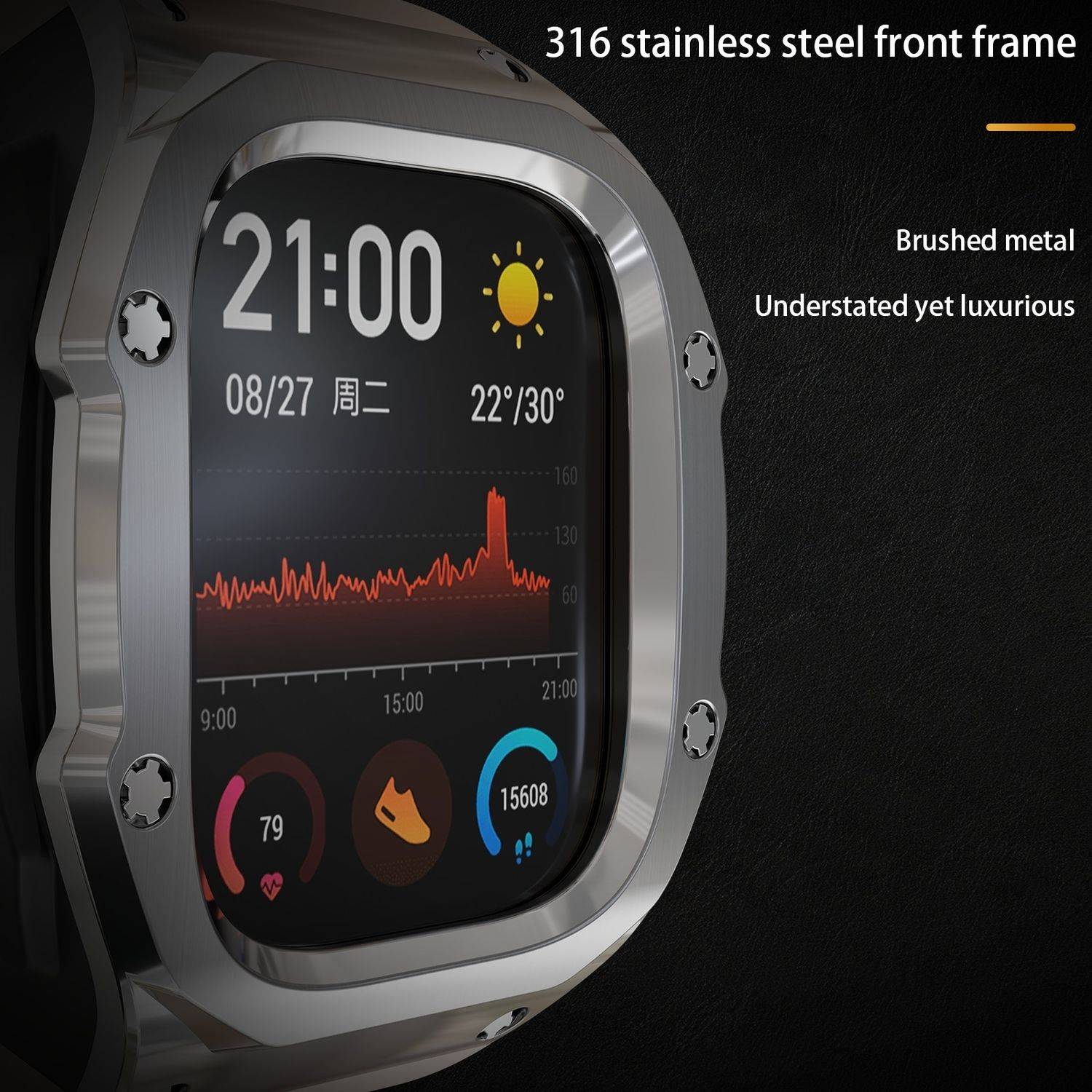 Für Apple Watch Ultra 2 / 1 49mm Hochwertiges Silikon Arm Band Metall Gehäuse