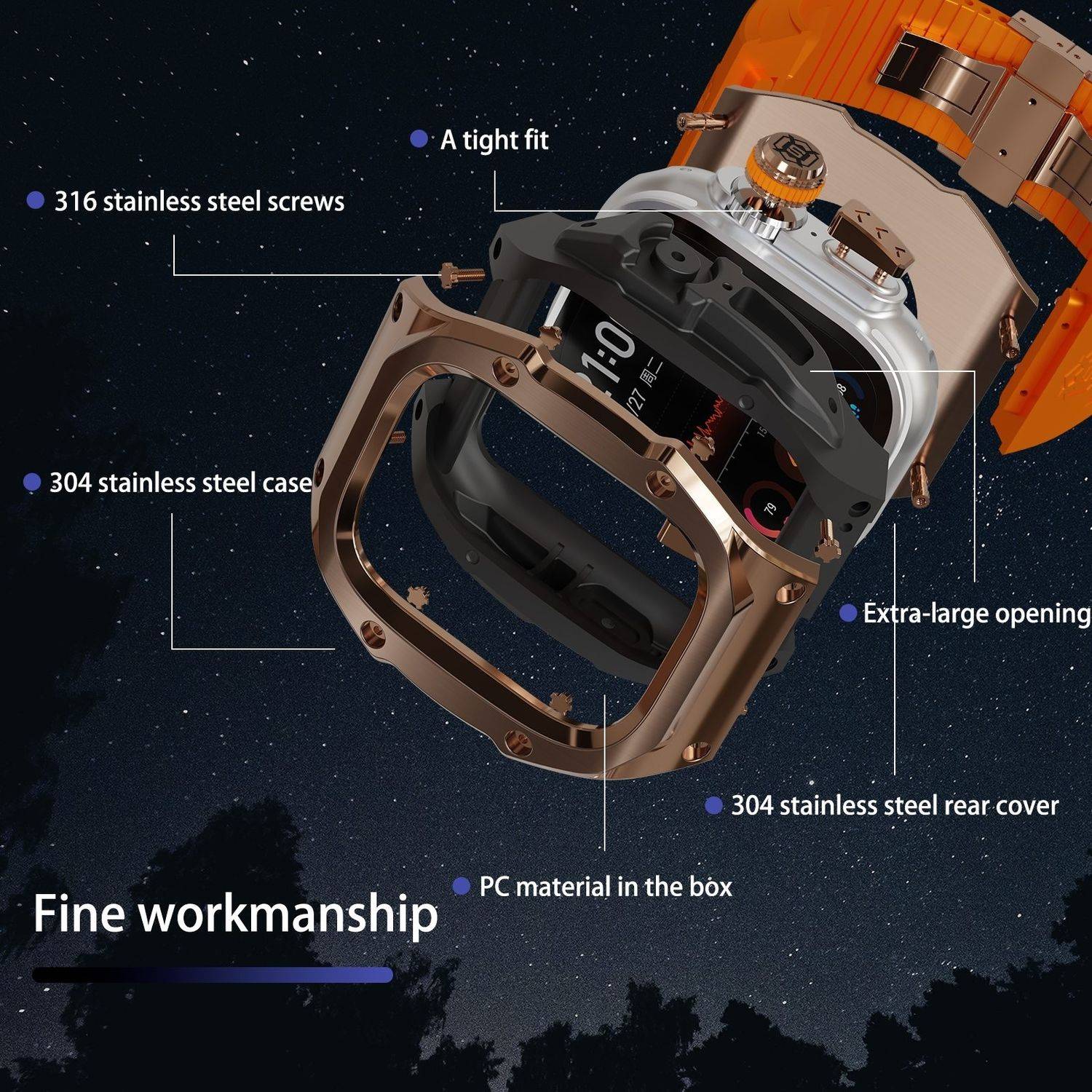 Für Apple Watch Ultra 2 / 1 49mm Hochwertiges Silikon Arm Band Metall Gehäuse