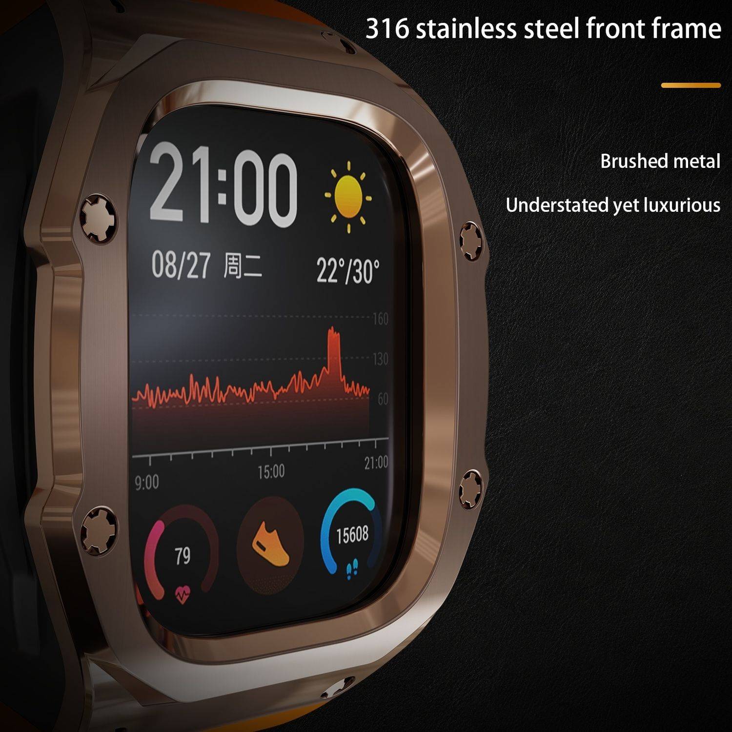 Für Apple Watch Ultra 2 / 1 49mm Hochwertiges Silikon Arm Band Metall Gehäuse