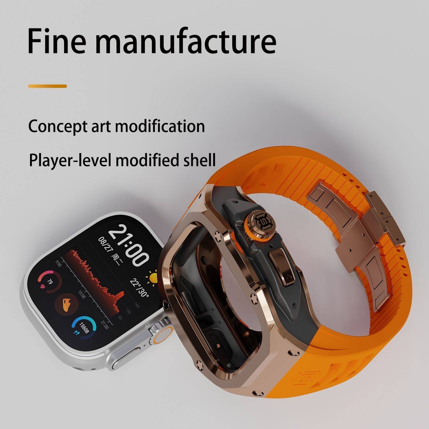 Für Apple Watch Ultra 2 / 1 49mm Hochwertiges Silikon Arm Band Metall Gehäuse