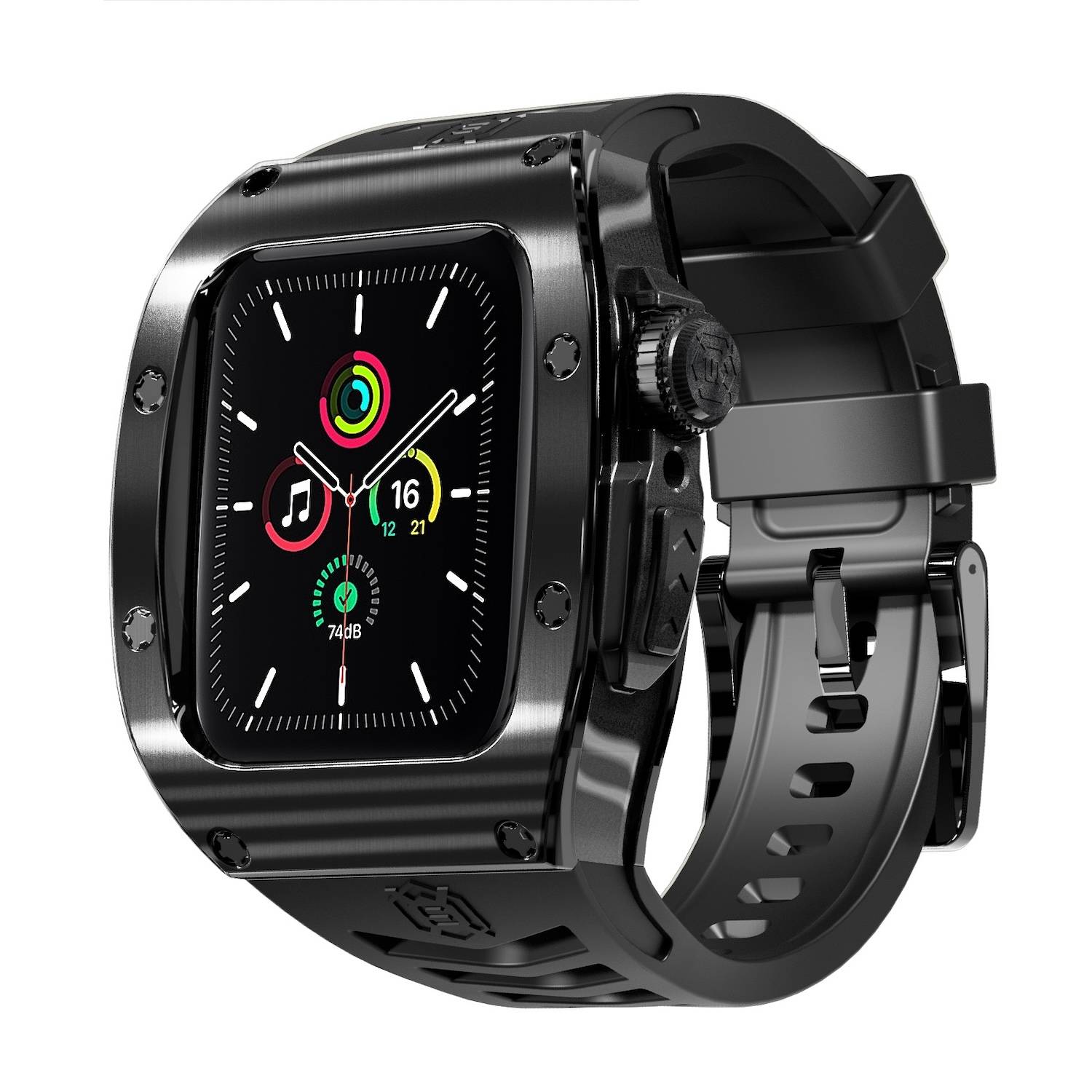 Für Apple Watch Series 9 8 7 45 / SE 6 5 4 44 Silikon Band Metall Gehäuse Hülle