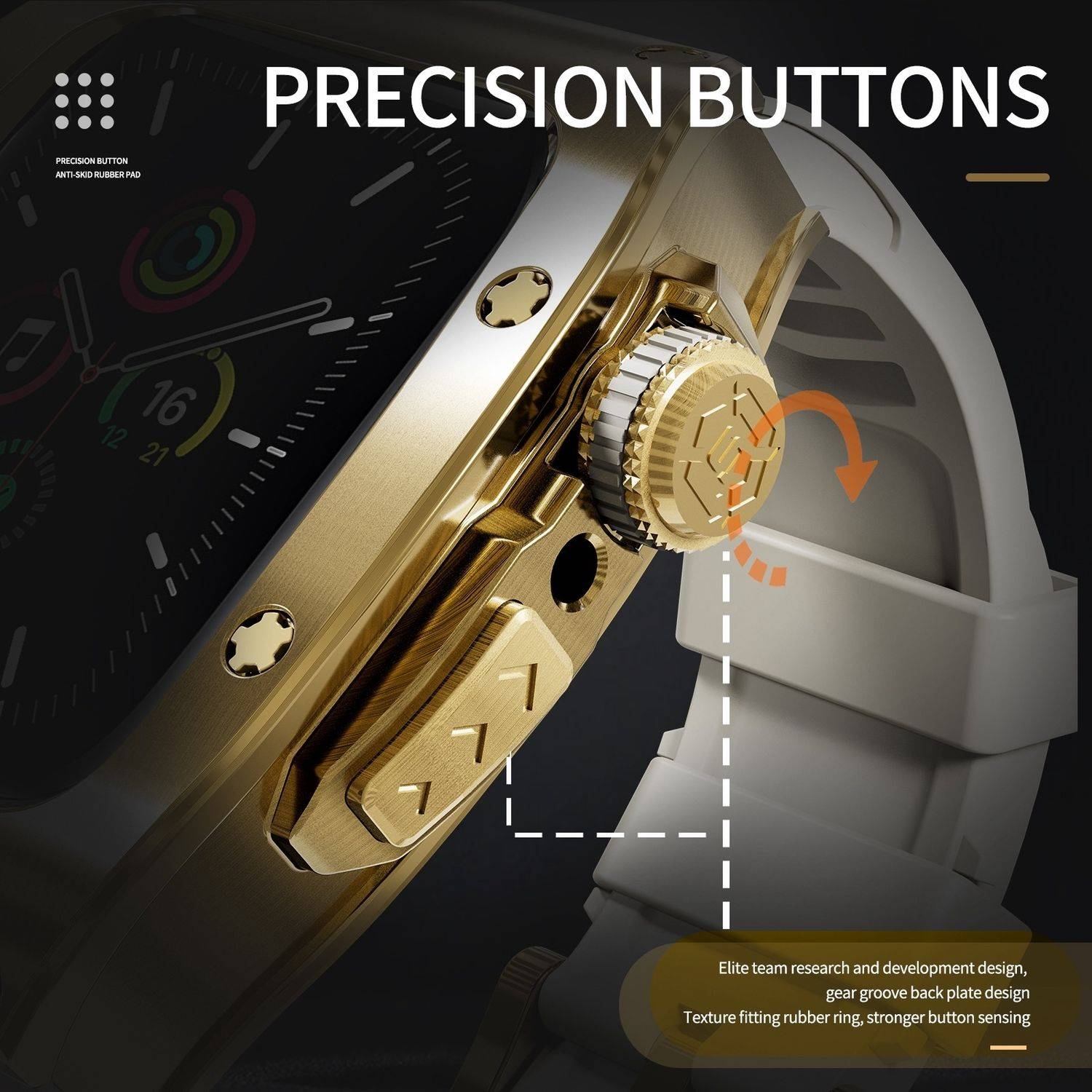 Für Apple Watch Series 9 8 7 45 / SE 6 5 4 44 Silikon Band Metall Gehäuse Hülle