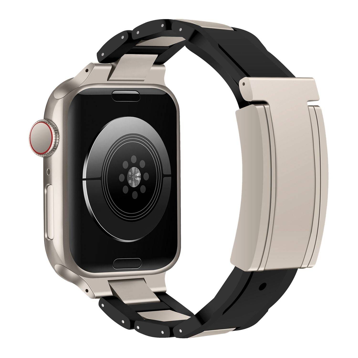 Für Apple Watch Series 10 42mm / 9 8 7 41 / 6 SE 5 4 40mm Design Magnetschnalle Edelstahl Armband Schwarz / Beige