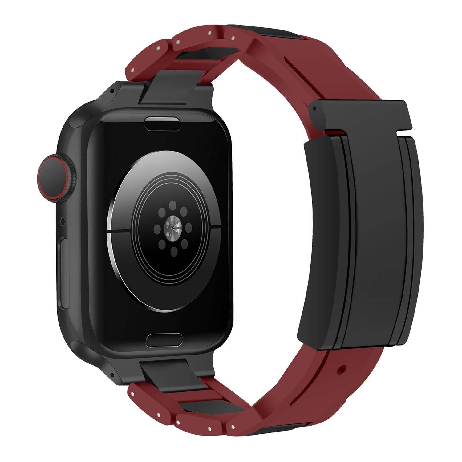 Für Apple Watch Series 10 42mm / 9 8 7 41 / 6 SE 5 4 40mm Design Magnetschnalle Edelstahl Armband Weinrot / Schwarz