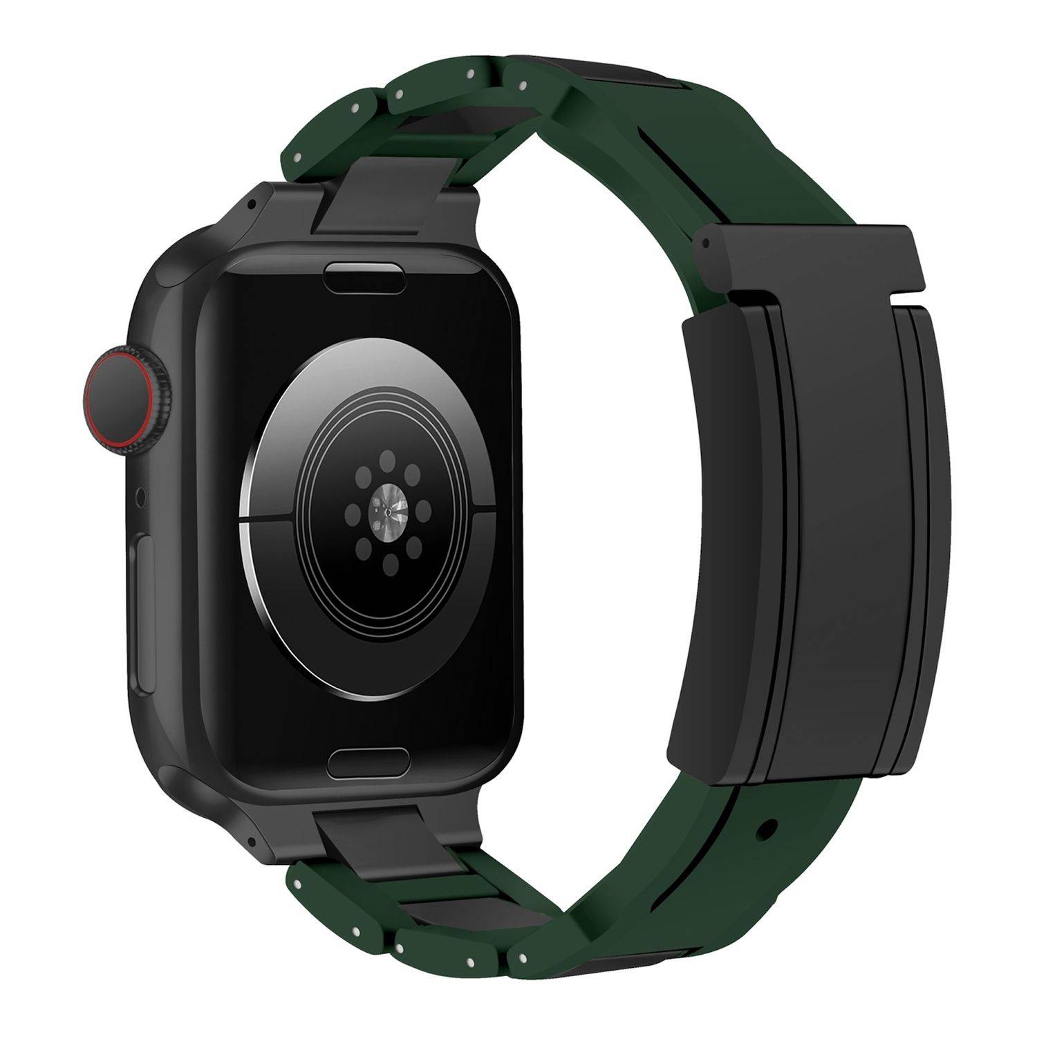Für Apple Watch Series 10 42mm / 9 8 7 41 / 6 SE 5 4 40mm Design Magnetschnalle Edelstahl Armband Grün / Schwarz