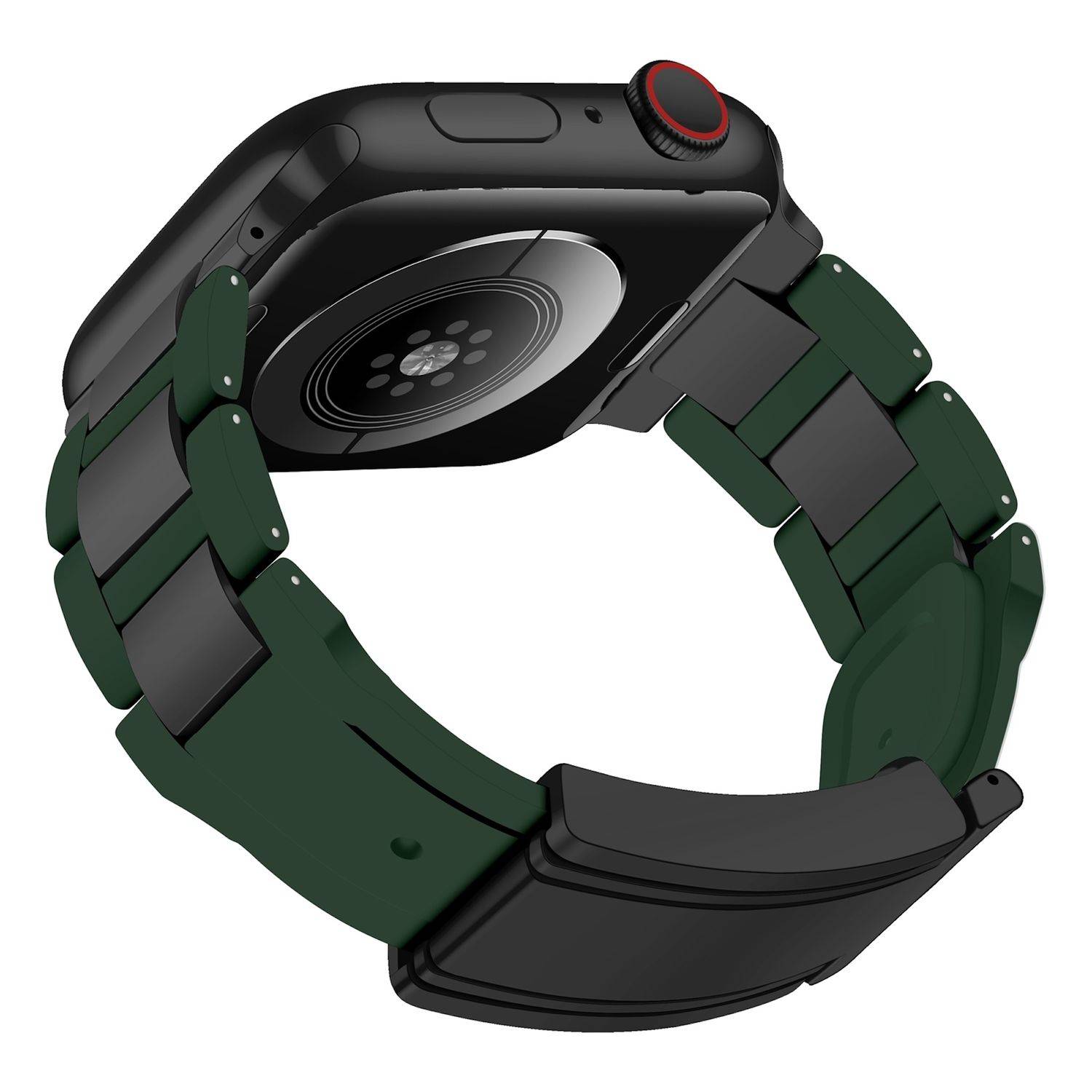 Für Apple Watch Series 10 46mm / 9 8 7 45 / 6 SE 5 4 44mm Design Magnetschnalle Edelstahl Armband Grün / Schwarz