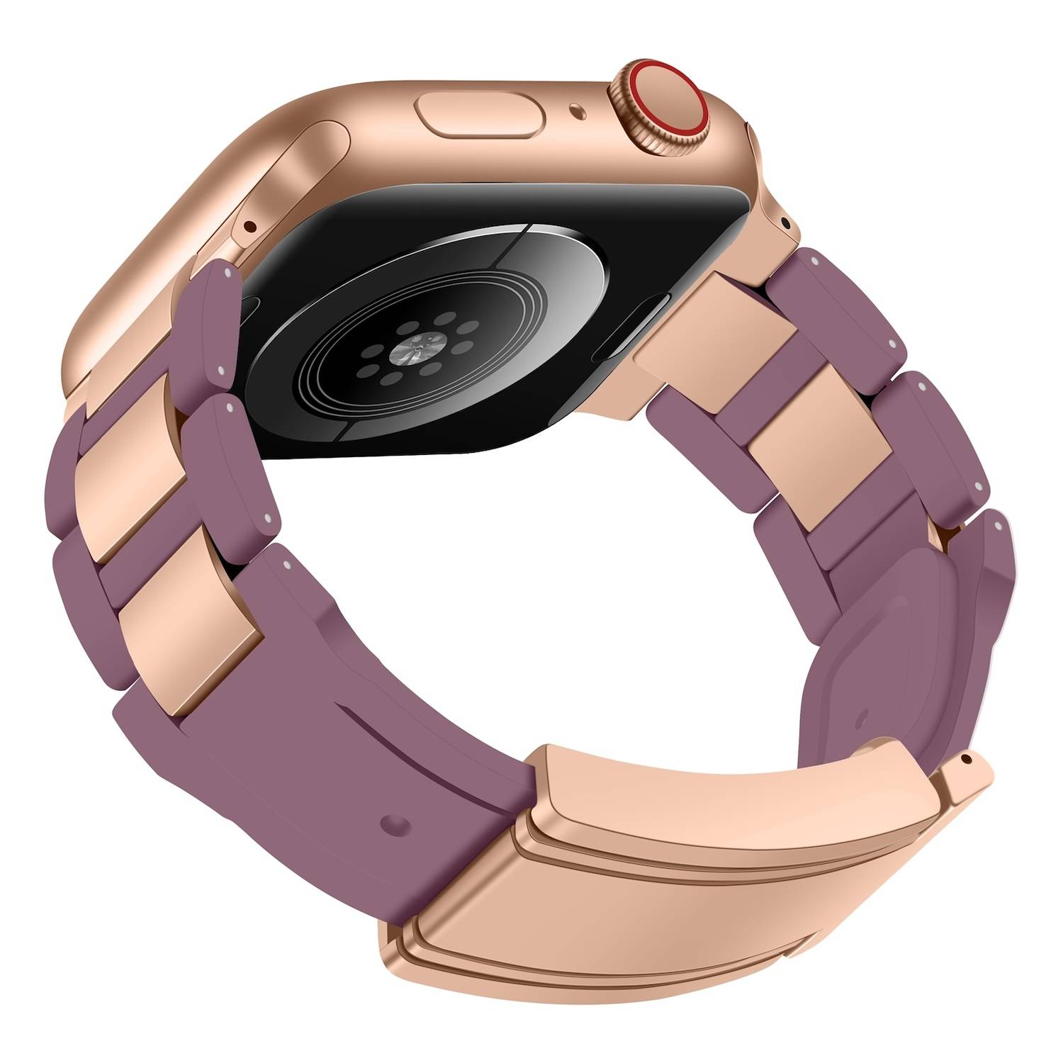 Für Apple Watch Series 10 42mm / 9 8 7 41 / 6 SE 5 4 40mm Design Magnetschnalle Edelstahl Armband Lila / Rose Gold