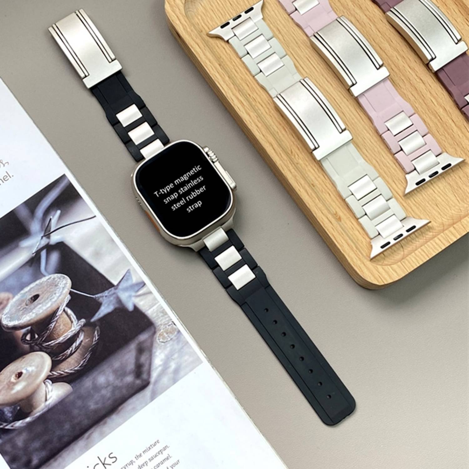 Magnetisches Armband für Apple Watch 49mm / 46mm / 45mm / 44mm Design Edelstahl