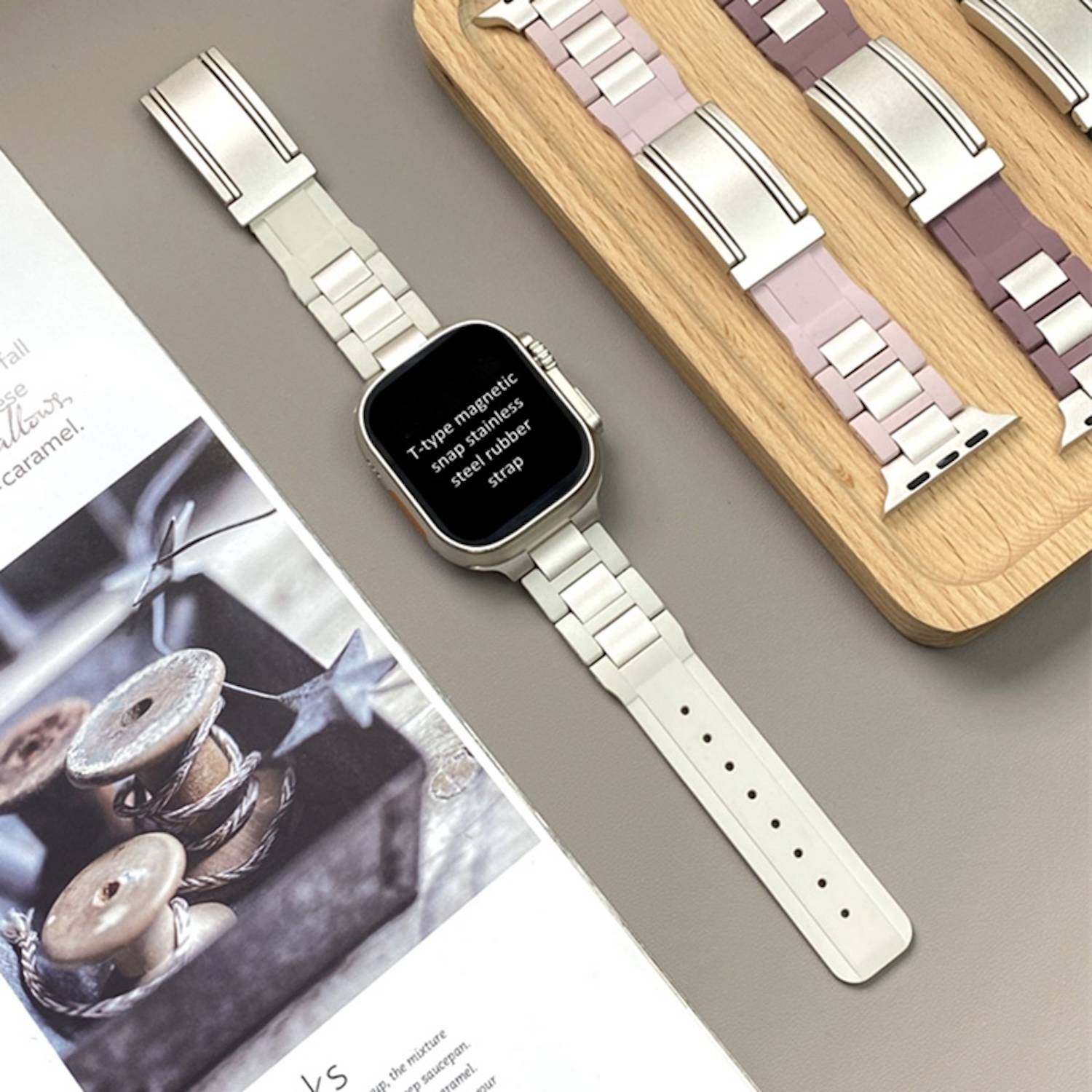 Magnetisches Armband für Apple Watch 49mm / 46mm / 45mm / 44mm Design Edelstahl