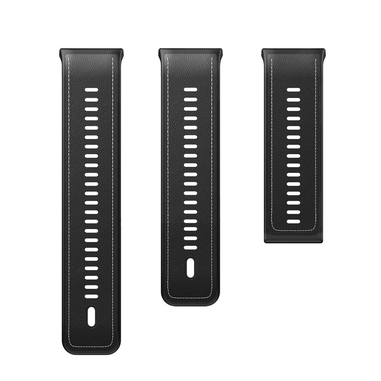 Für Huawei Watch D2 Hochwertiges Premium Leder Hybrid Silikon Ersatz Arm Band Schwarz