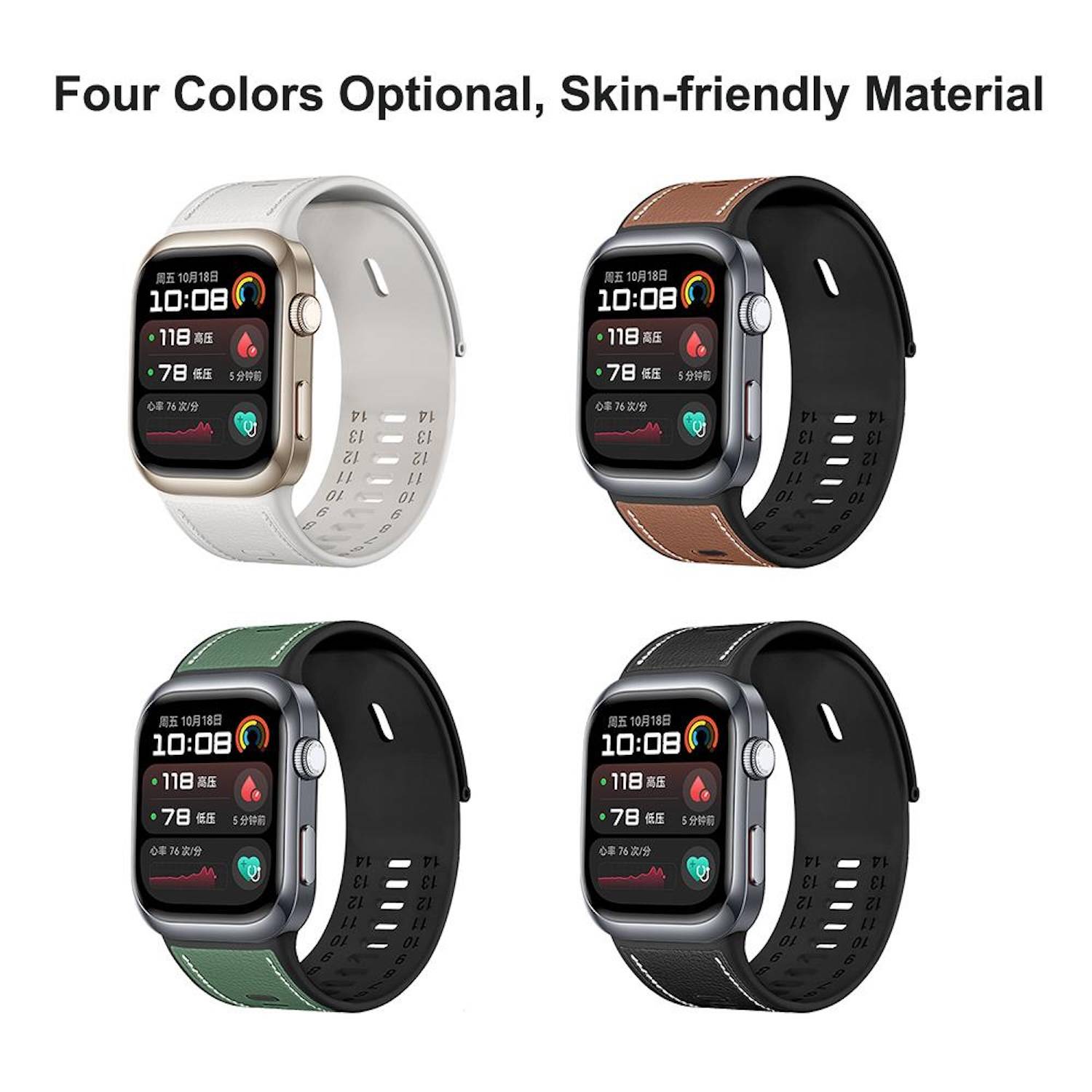 Für Huawei Watch D2 Hochwertiges Premium Leder Hybrid Silikon Ersatz Arm Band Grün