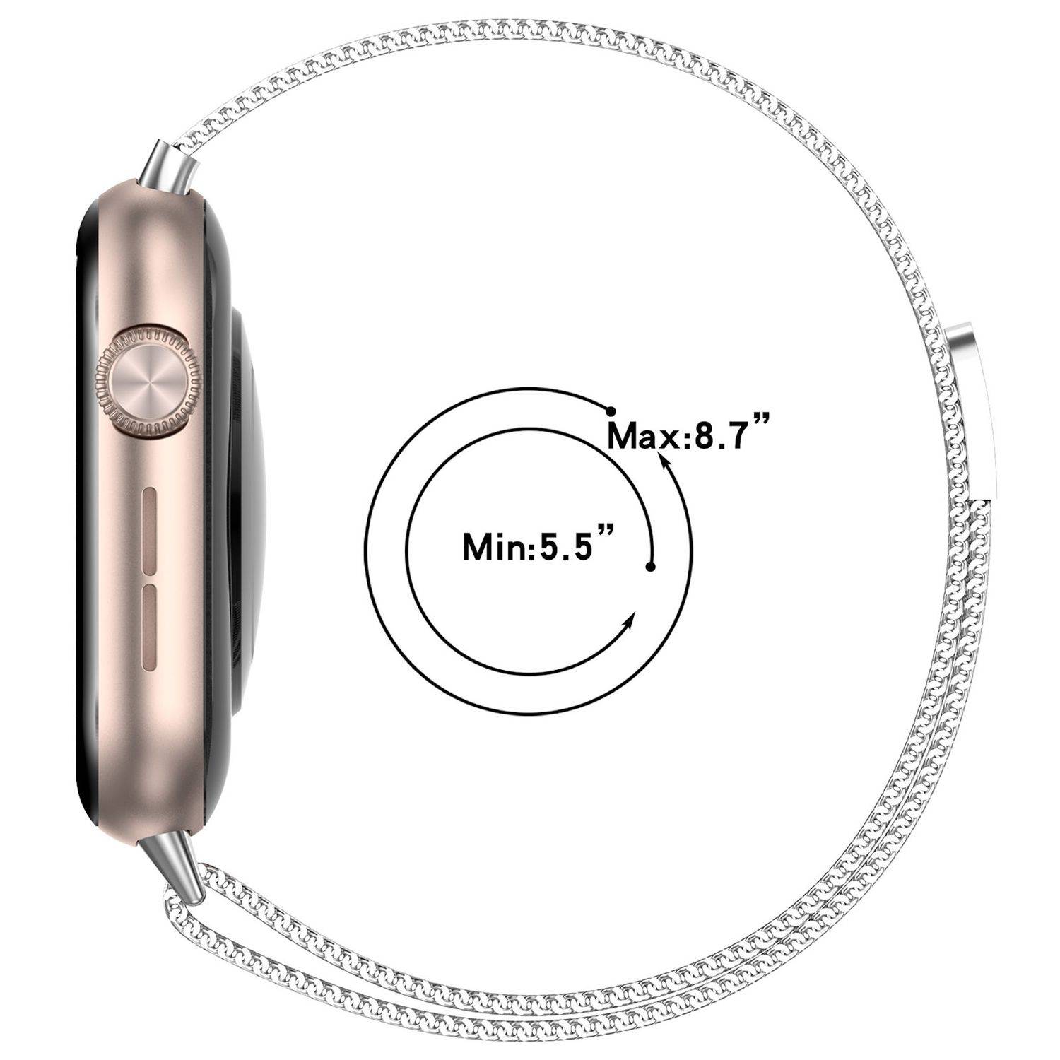 Für Honor Watch 5 Milan Metall Stahl Mesh Ersatz Armband mit Magnetverschluss Schwarz