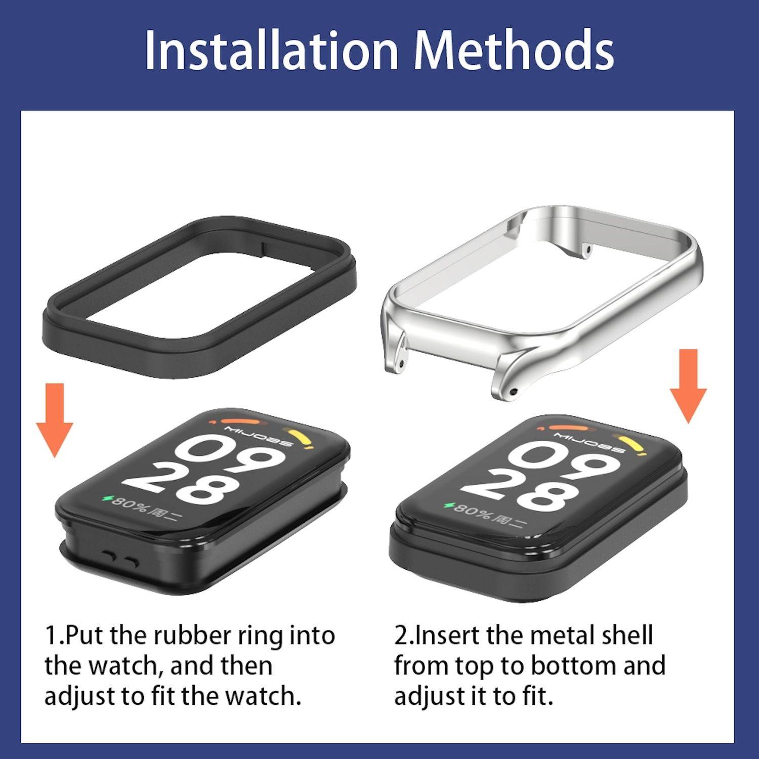 Für Xiaomi Smart Band 9 Active / Redmi Band 3 Silikon Marine Design Arm Band mit Metallrahmen Beige / Silber