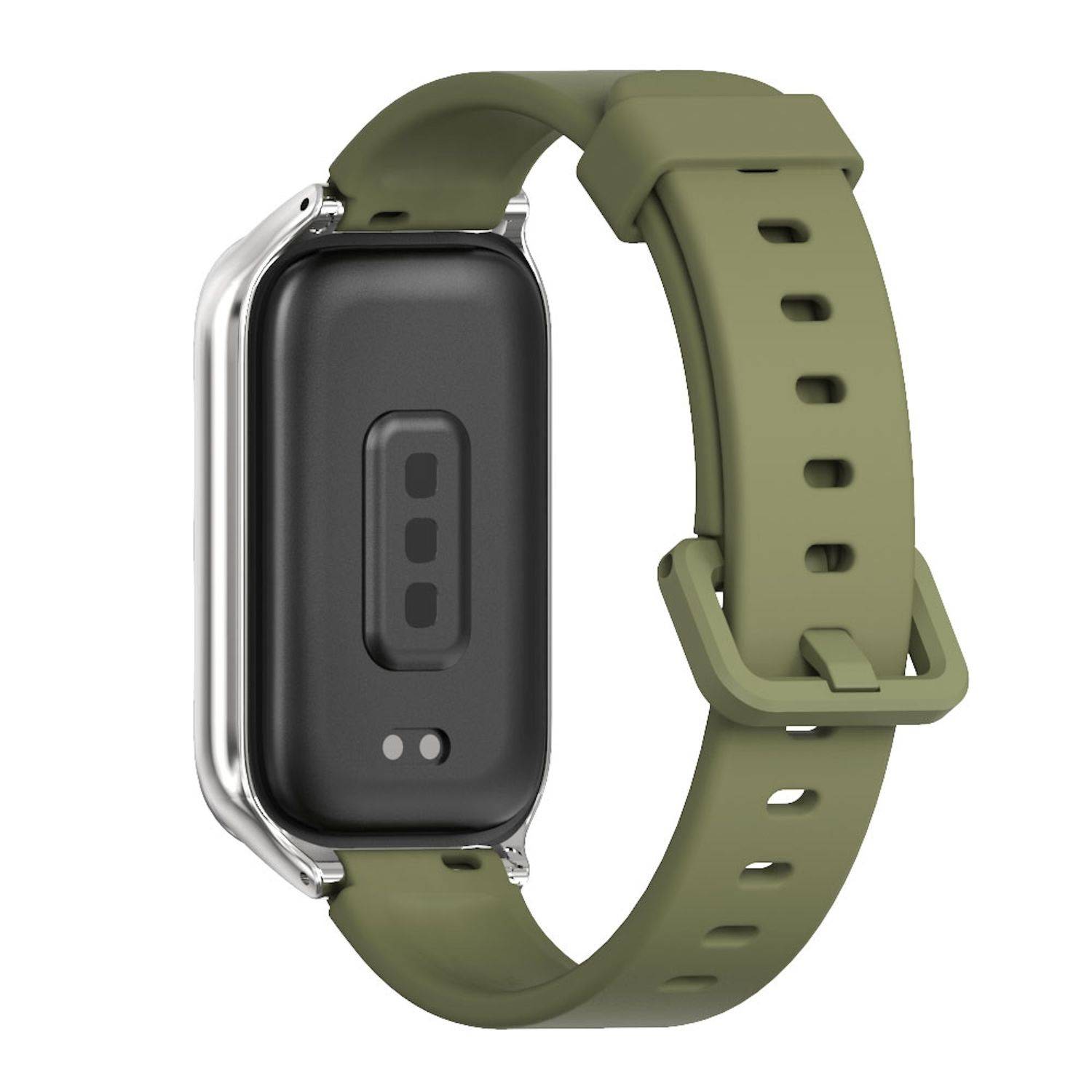 Für Xiaomi Smart Band 9 Active / Redmi Band 3 Silikon Arm Band mit Metallrahmen